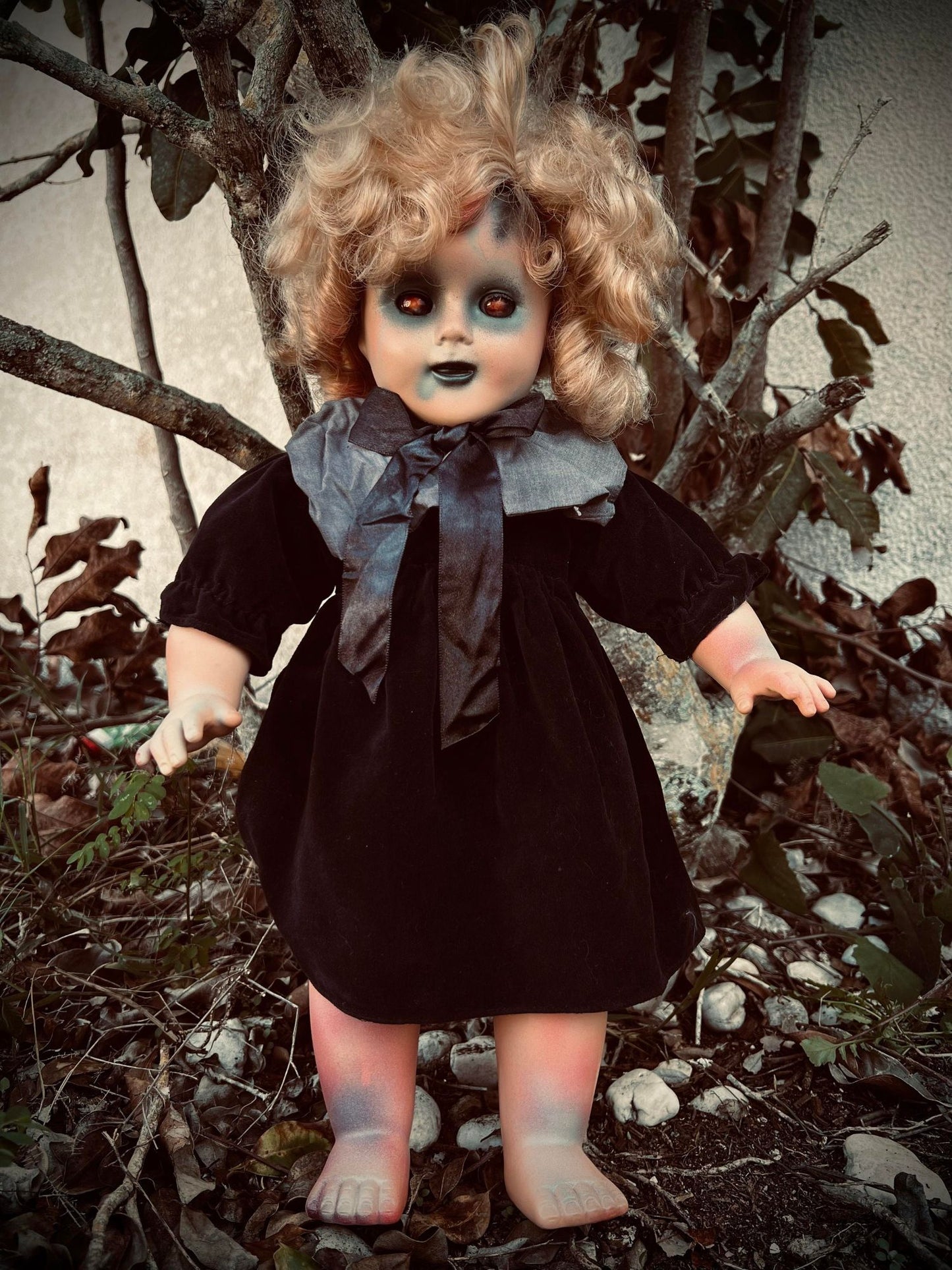 Meet Mary Lou 16" Vintage Vinyl Doll Sleepy Eyes Creepy Haunted Spirit Infected Scary Poltergeist Spooky Wicca Possessed Gothic Gift Idea