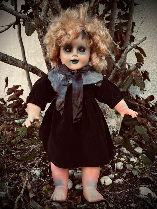 Meet Mary Lou 16" Vintage Vinyl Doll Sleepy Eyes Creepy Haunted Spirit Infected Scary Poltergeist Spooky Wicca Possessed Gothic Gift Idea