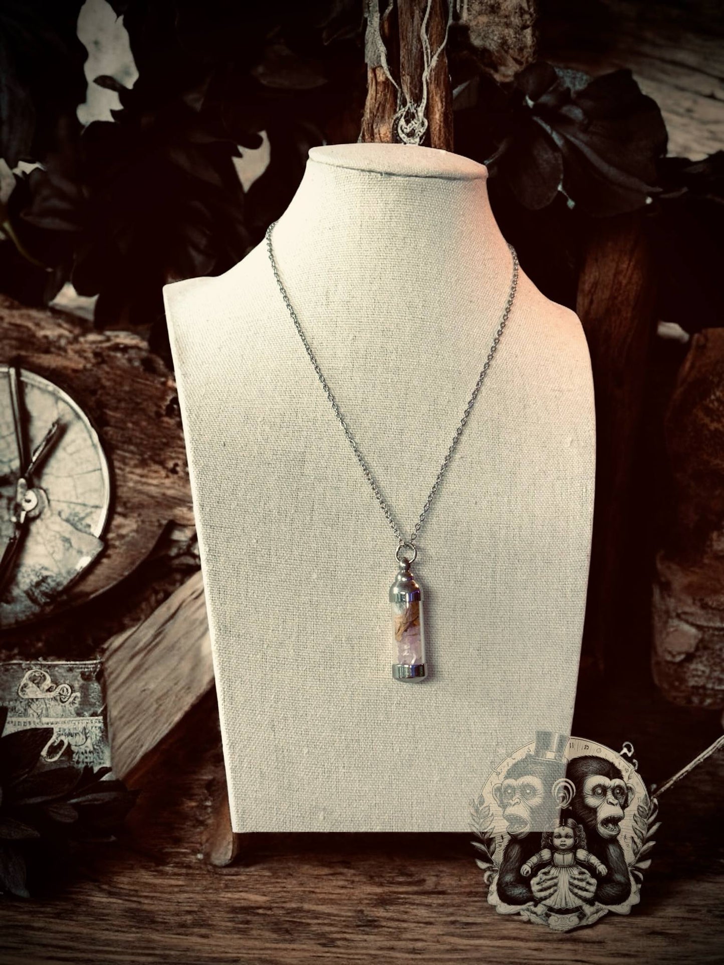 Self Love Pendant Capsule Necklace Moonstone Crystal Rose Quartz Gift for Friend Gemstone Lover Jewelry Witchy Love Spell Mystical Gifts