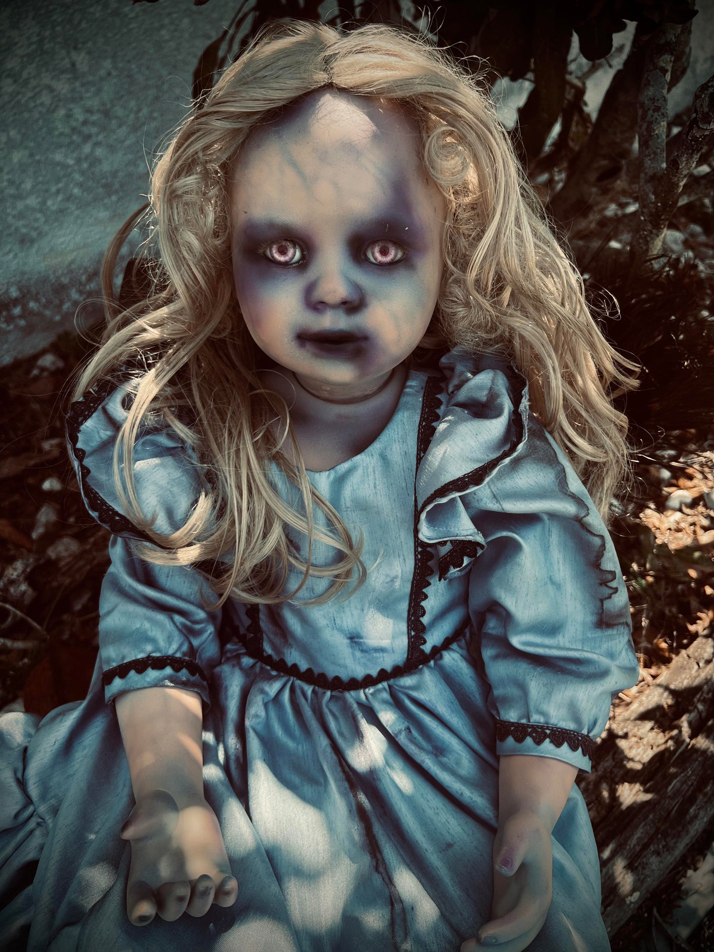 Meet Aimne 3 Foot Vintage Baby Porcelain Haunted Spirt Infected Zombie Doll Scary Poltergeist Halloween Spooky Hand Painted Gift Idea's