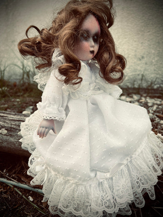 Meet Natalie 13" VTG Porcelain Haunted Ghostly Spirt Infected Zombie Doll Scary Poltergeist Halloween Spooky Hand Painted