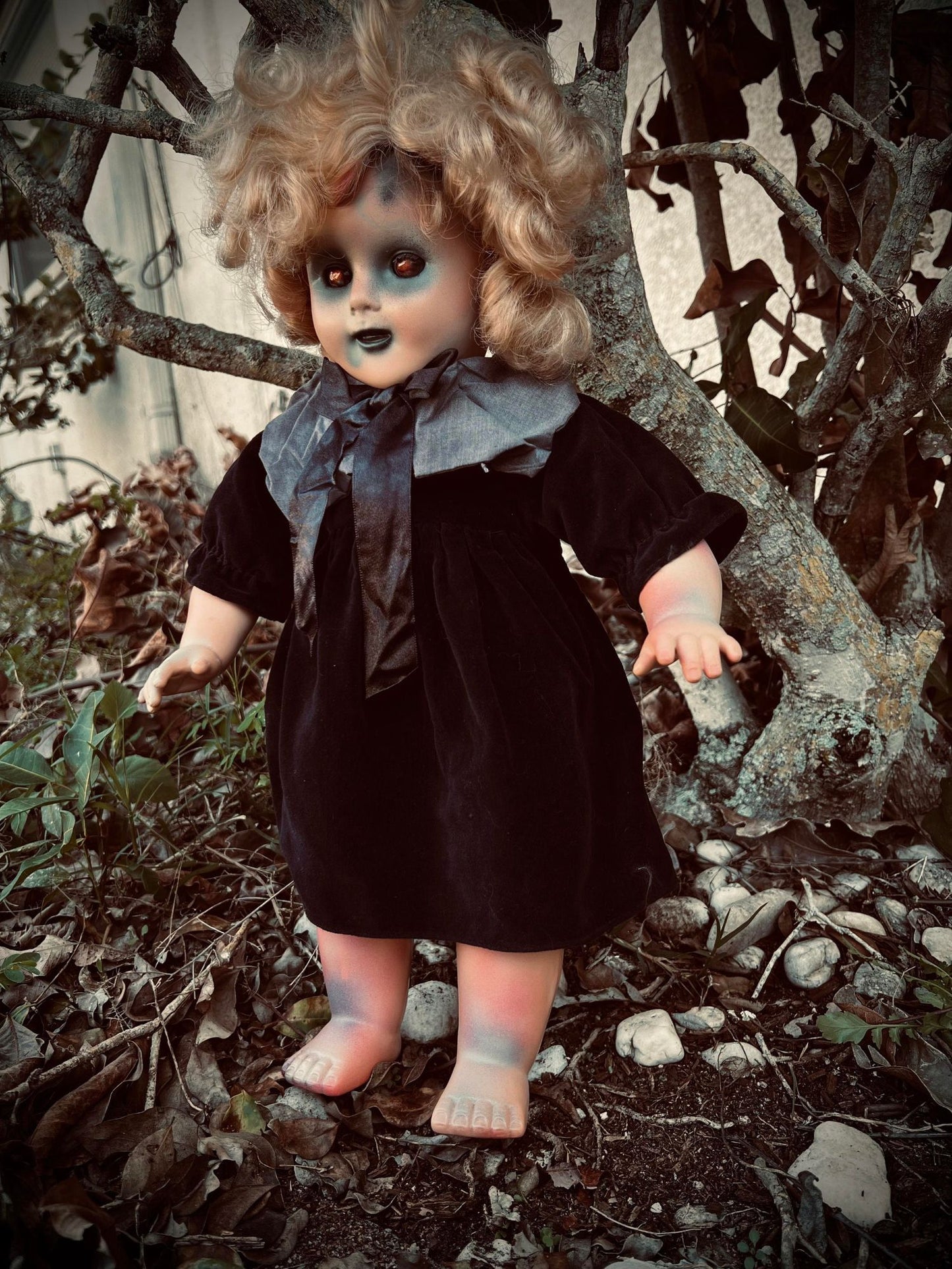 Meet Mary Lou 16" Vintage Vinyl Doll Sleepy Eyes Creepy Haunted Spirit Infected Scary Poltergeist Spooky Wicca Possessed Gothic Gift Idea
