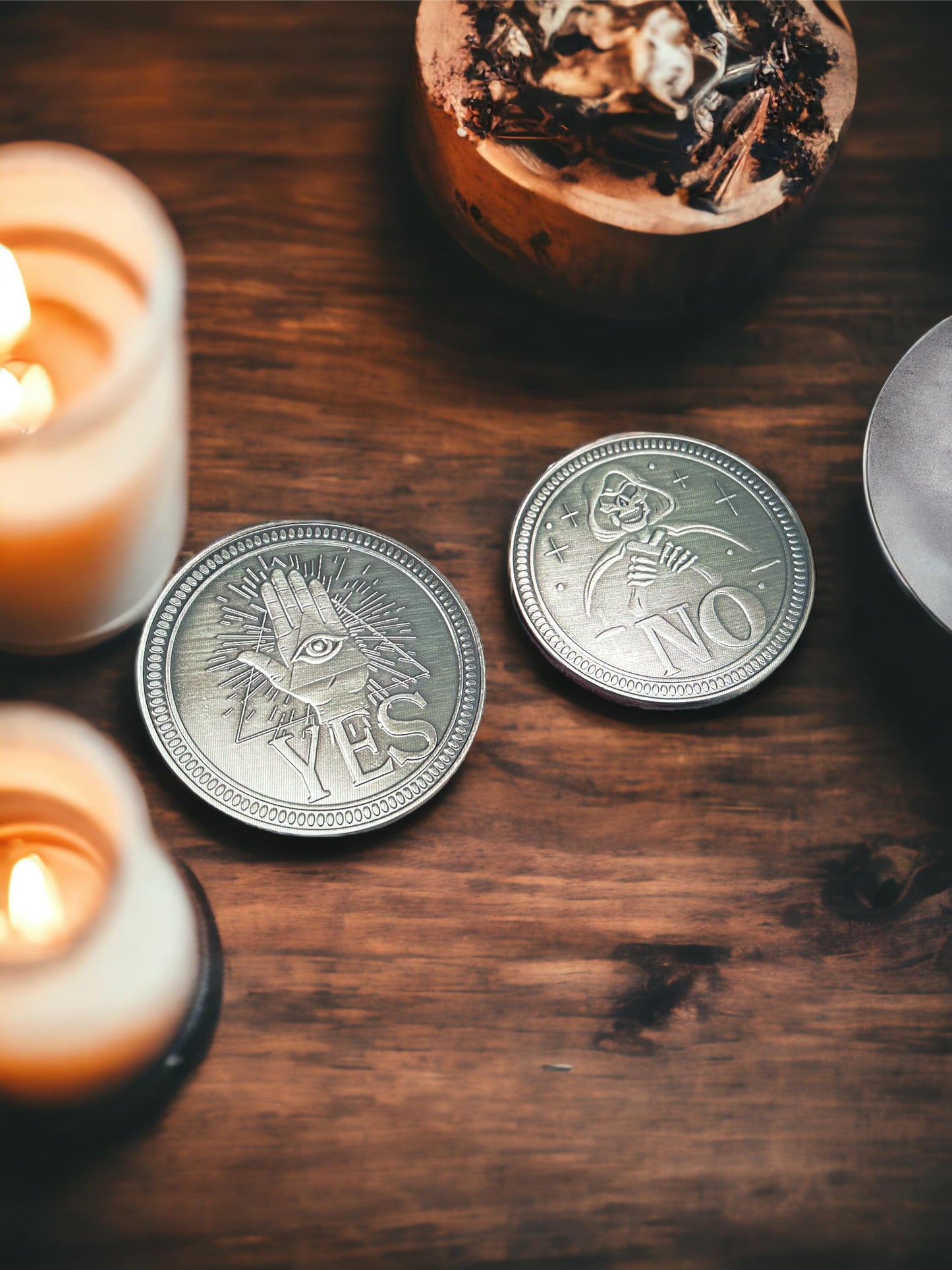 Devil's Eye Death Yes/No Decision Alloy Coin Occult Wicca Gift Ideas