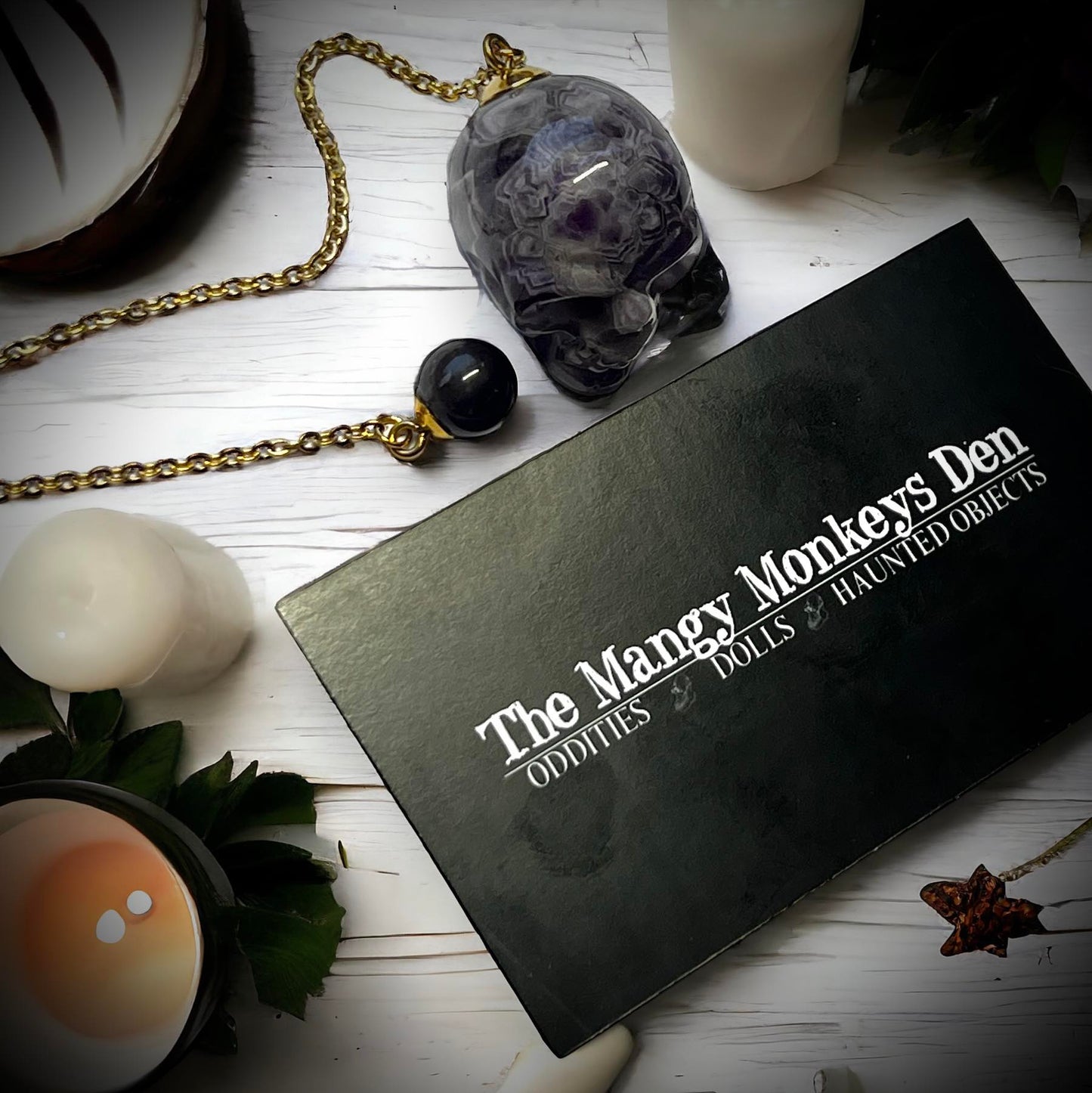 Gemstone Pendulum Skull Amethyst Curiosity, Oddity, Spells, Unique Gift Idea, Witchcraft, Rituals, Spirit Boards, Quartz