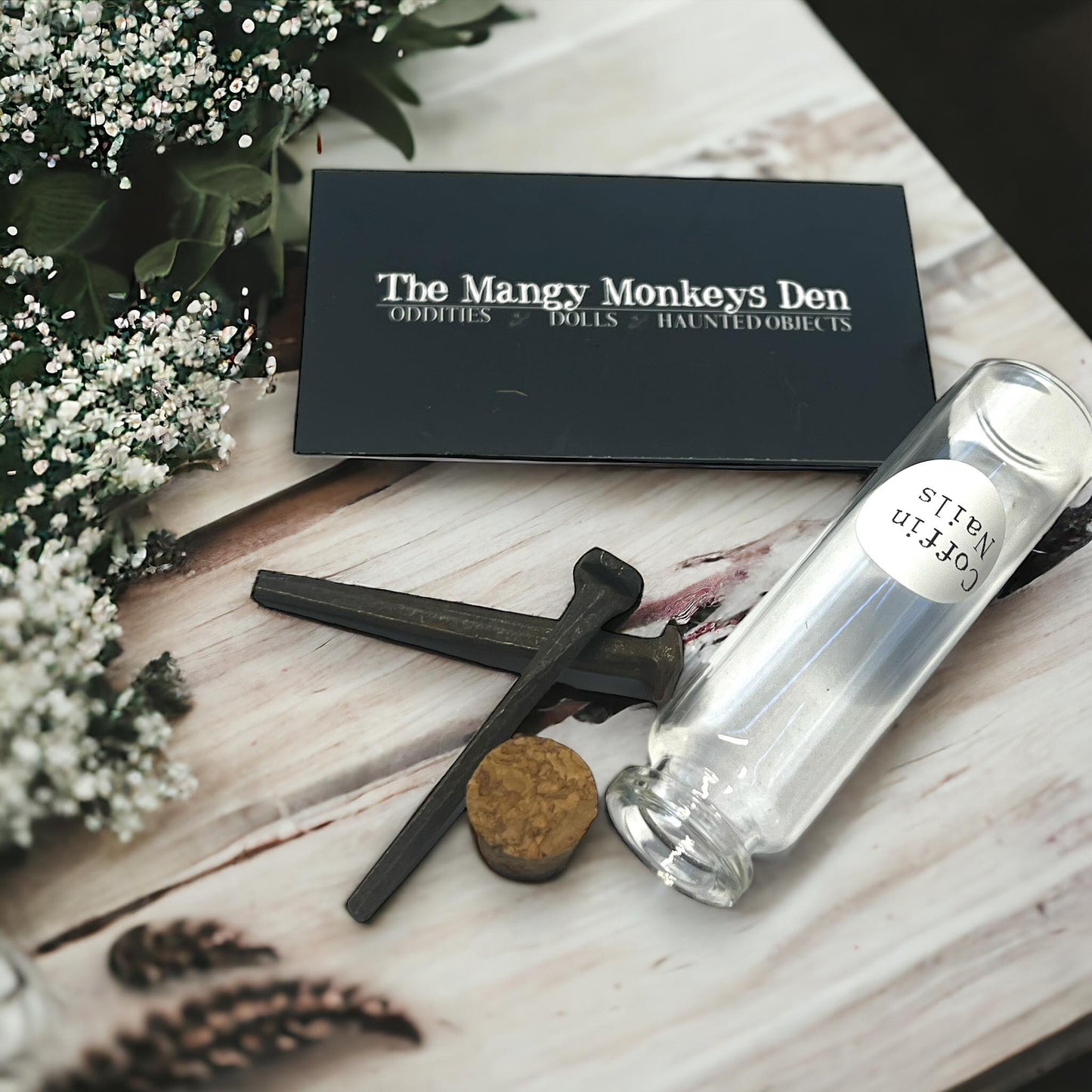 Coffin Nails Collected Specimen in Glass Vail Curiosity, Oddity, Apothecary, Unique Gift Idea Witchcraft Collectors Spell Casting Crafting