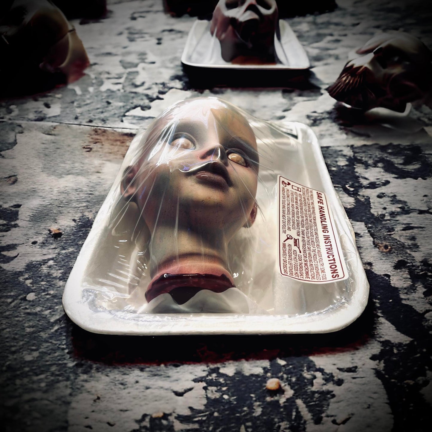 Vintage Package Meat Aged Long Pork Porcelain Doll Head Butcher Gothic Voodoo Witchcraft Curiosity, Oddity, Unique Gift Idea Specimen 2403