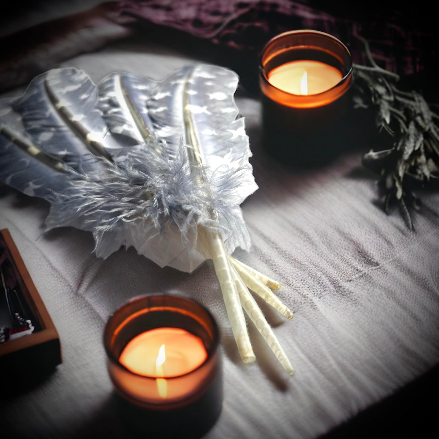 Triple Moon 12" Feather, Smudging Feathers, Feathers For Smudging or Decoration, Ethically sourced feathers, Spiritual Feathers Witchcraft