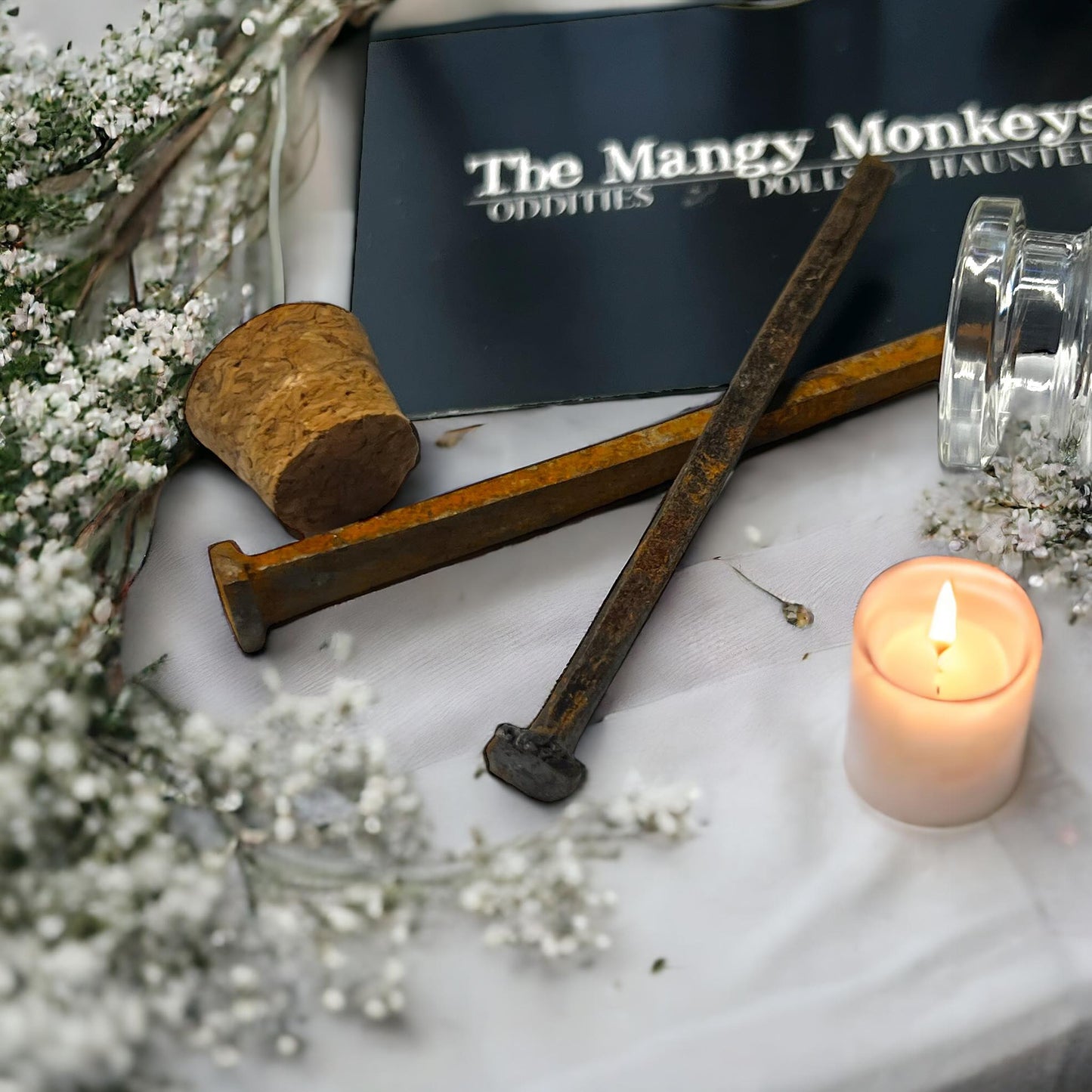 Coffin Nails Collected Specimen in Glass Vail Curiosity, Oddity, Apothecary, Unique Gift Idea Witchcraft Collectors Spell Casting Crafting