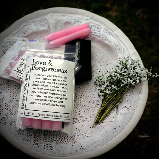 4 PK Love & Forgiveness Pink Candles 4" Chime Candles, Witch, Ritual Candle, Small Bulk Candles, Witchcraft Oddity Occult Magick