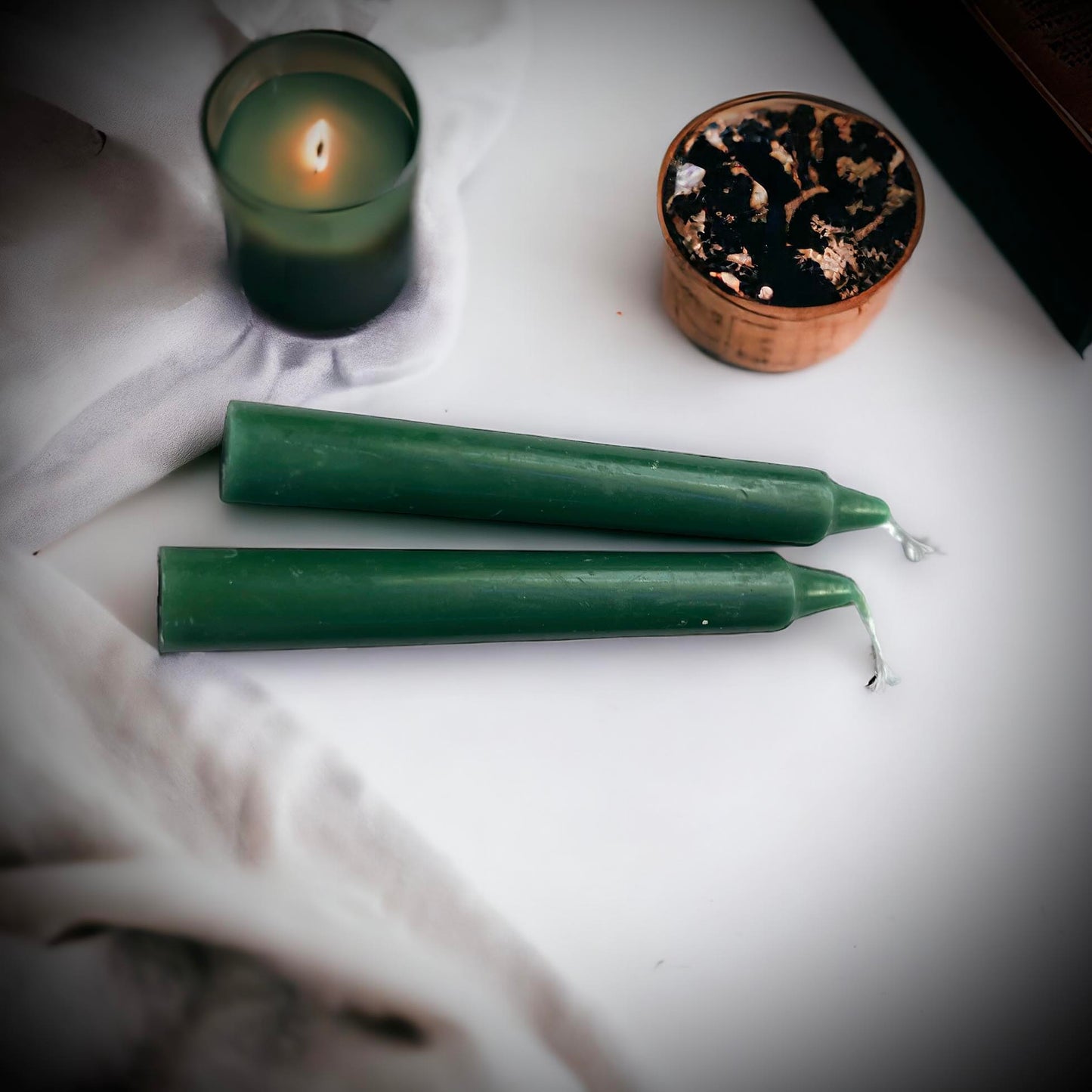 4 PK Luck, Success Fertility Green Spell Candles 4" Chime Candles, Witch, Ritual Candle, Small Bulk Candles, Witchcraft Oddity Occult Gift
