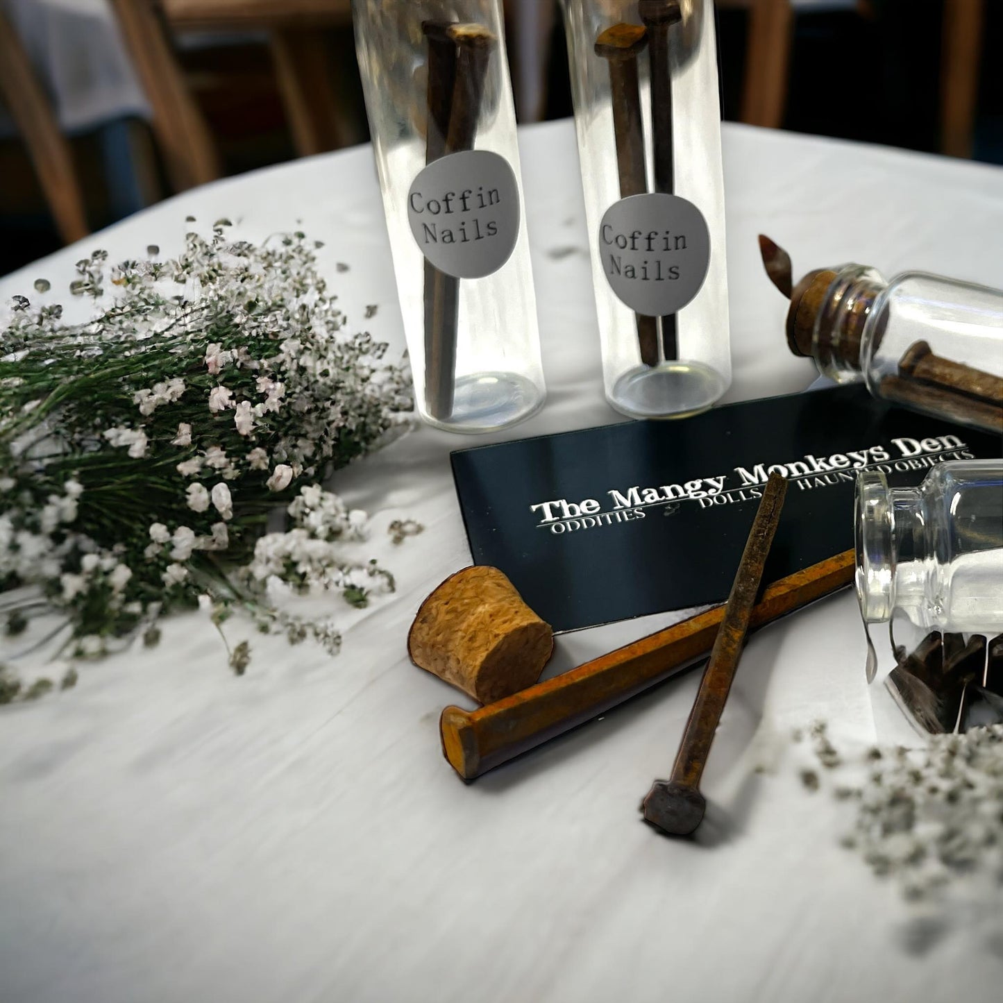 Coffin Nails Collected Specimen in Glass Vail Curiosity, Oddity, Apothecary, Unique Gift Idea Witchcraft Collectors Spell Casting Crafting