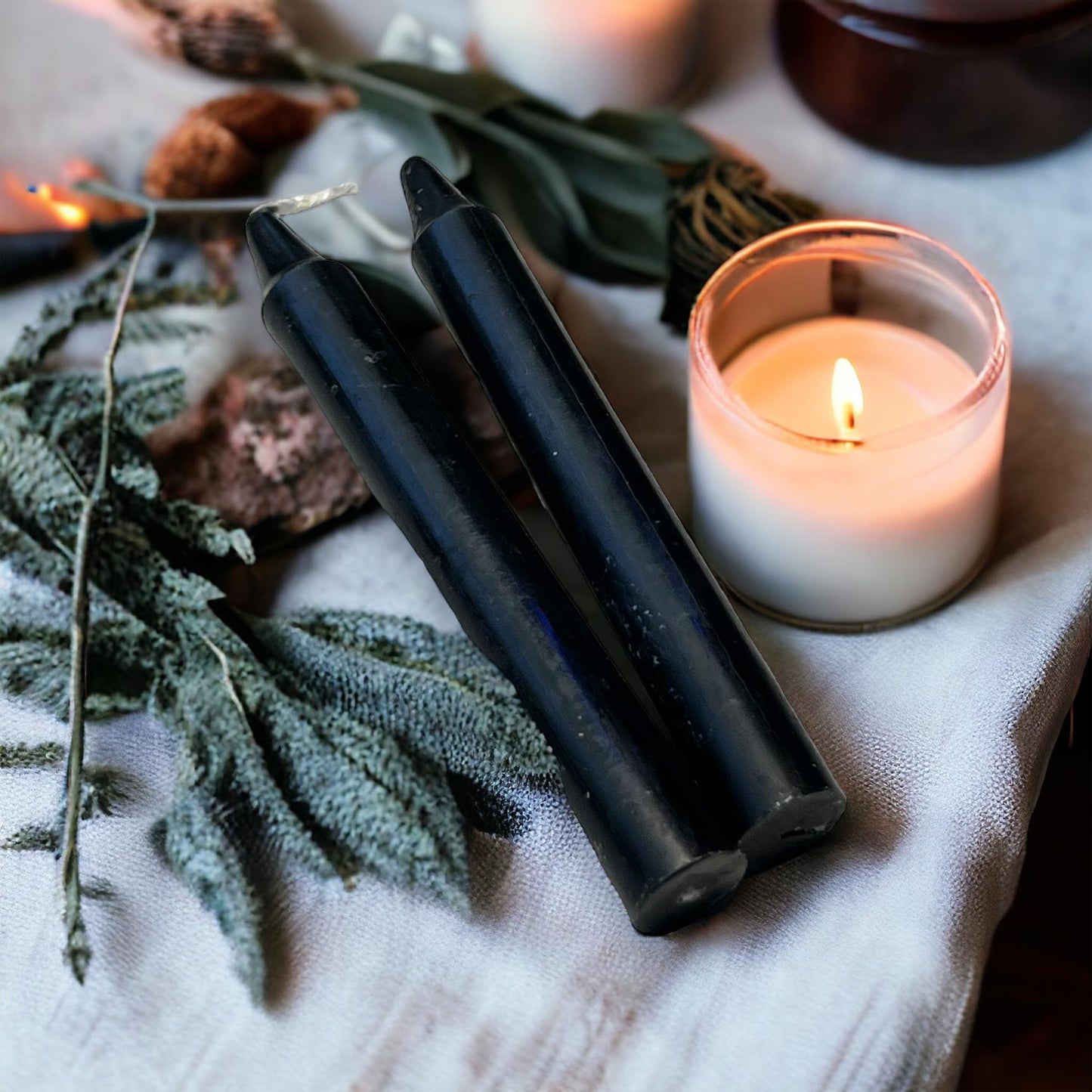4 PK Banish & Protect Black Candles 4" Chime Candles, Witch, Ritual Candle, Small Bulk Candles, Witchcraft Oddity Occult Magick