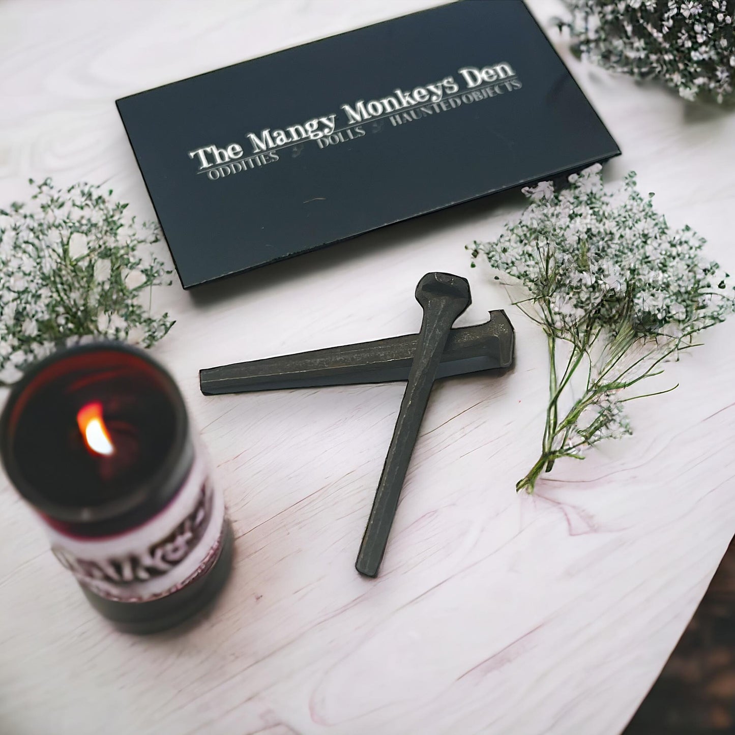 Coffin Nails Collected Specimen in Glass Vail Curiosity, Oddity, Apothecary, Unique Gift Idea Witchcraft Collectors Spell Casting Crafting