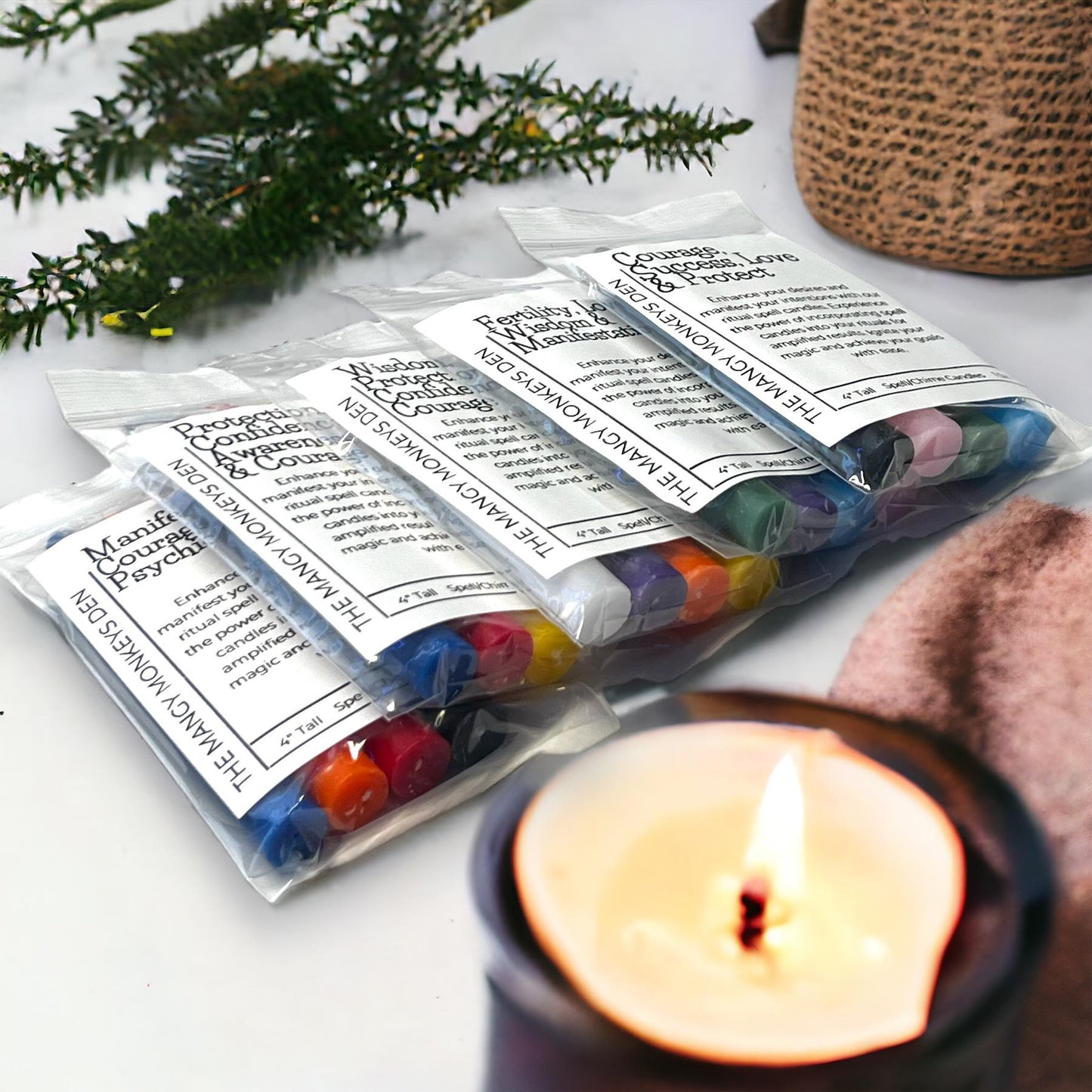 5 Pack Bundle Starter Packs Spell Multi Candles 4" Chime Candles, Witch, Ritual Candle, Small Bulk Candles, Witchcraft Oddity Occult Magic
