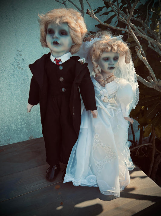 Meet Bobby and Jackie 18" Wedding Groom Bride Haunted Ghostly Porcelain Dolls Witchy Creepy Haunted Spirit Oddity Gothic Positive Energy