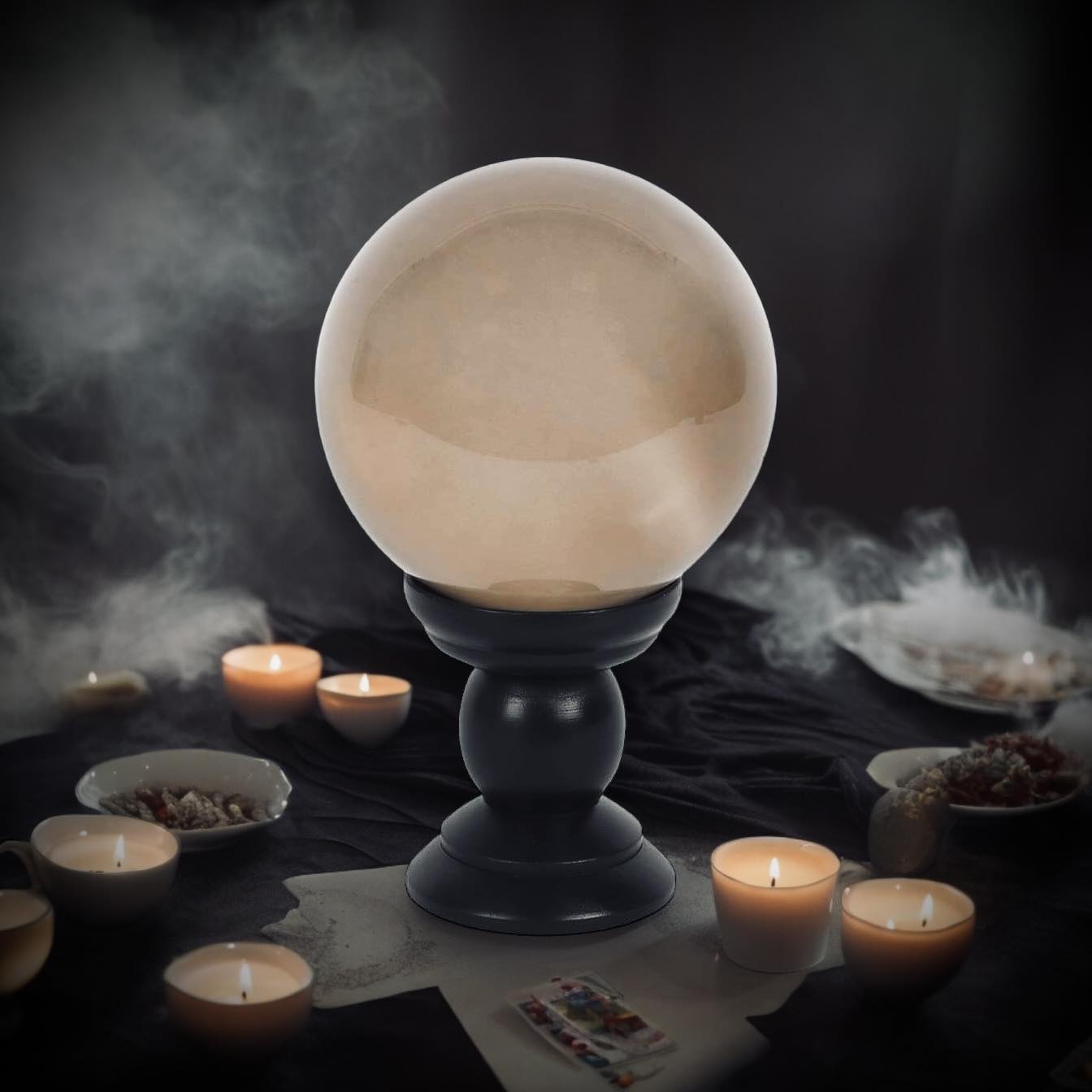 Mystical Large Grey Crystal Ball with Stand Perfect Gift Idea Spiritual Wiccan Oddity Witchcraft Fortune Teller Occult Idea Gazing Scrying