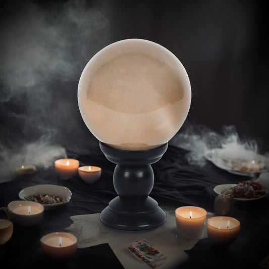 Mystical Large Grey Crystal Ball with Stand Perfect Gift Idea Spiritual Wiccan Oddity Witchcraft Fortune Teller Occult Idea Gazing Scrying