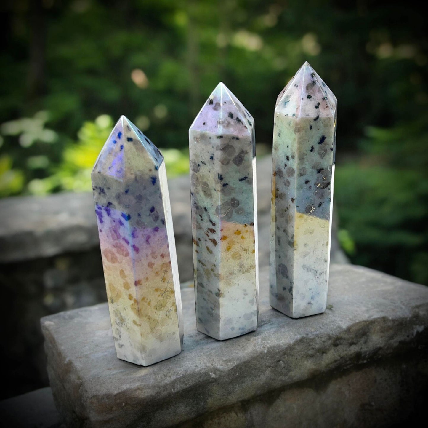 Rainbow Aura Kiwi Jasper Obelisk Tower Crystal Point Oddity, Witchcraft, Rituals, Energy Meditation spiritual, meditation, metaphysical