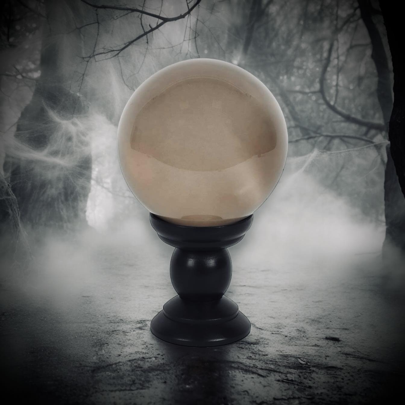 Mystical Large Grey Crystal Ball with Stand Perfect Gift Idea Spiritual Wiccan Oddity Witchcraft Fortune Teller Occult Idea Gazing Scrying