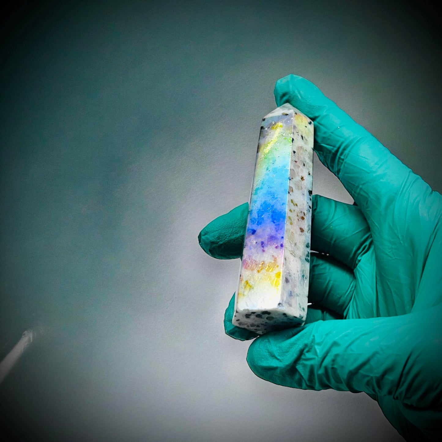 Rainbow Aura Kiwi Jasper Obelisk Tower Crystal Point Oddity, Witchcraft, Rituals, Energy Meditation spiritual, meditation, metaphysical