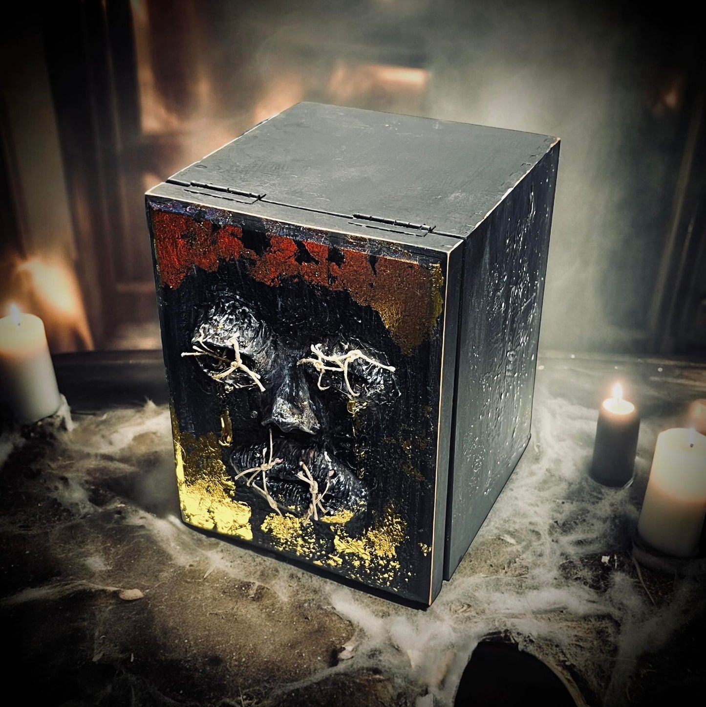 Quite One Witch Wooden Box Trinket Oddity Box Clay Sculpture Curiosity, Oddity, Unique Gift Idea, Creepy Unusual Hand Crafted One of a Kind
