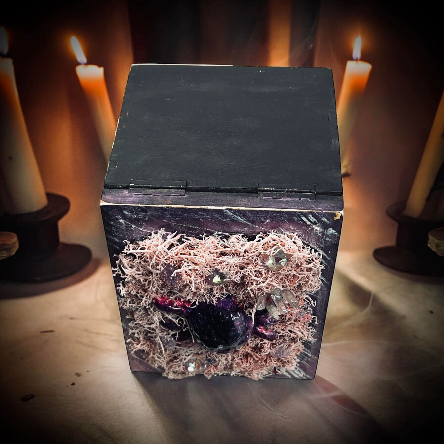 Familiar Witch Wooden Box Trinket Oddity Box Clay Sculpture Curiosity, Oddity, Unique Gift Idea, Creepy Unusual Hand Crafted One of a Kind