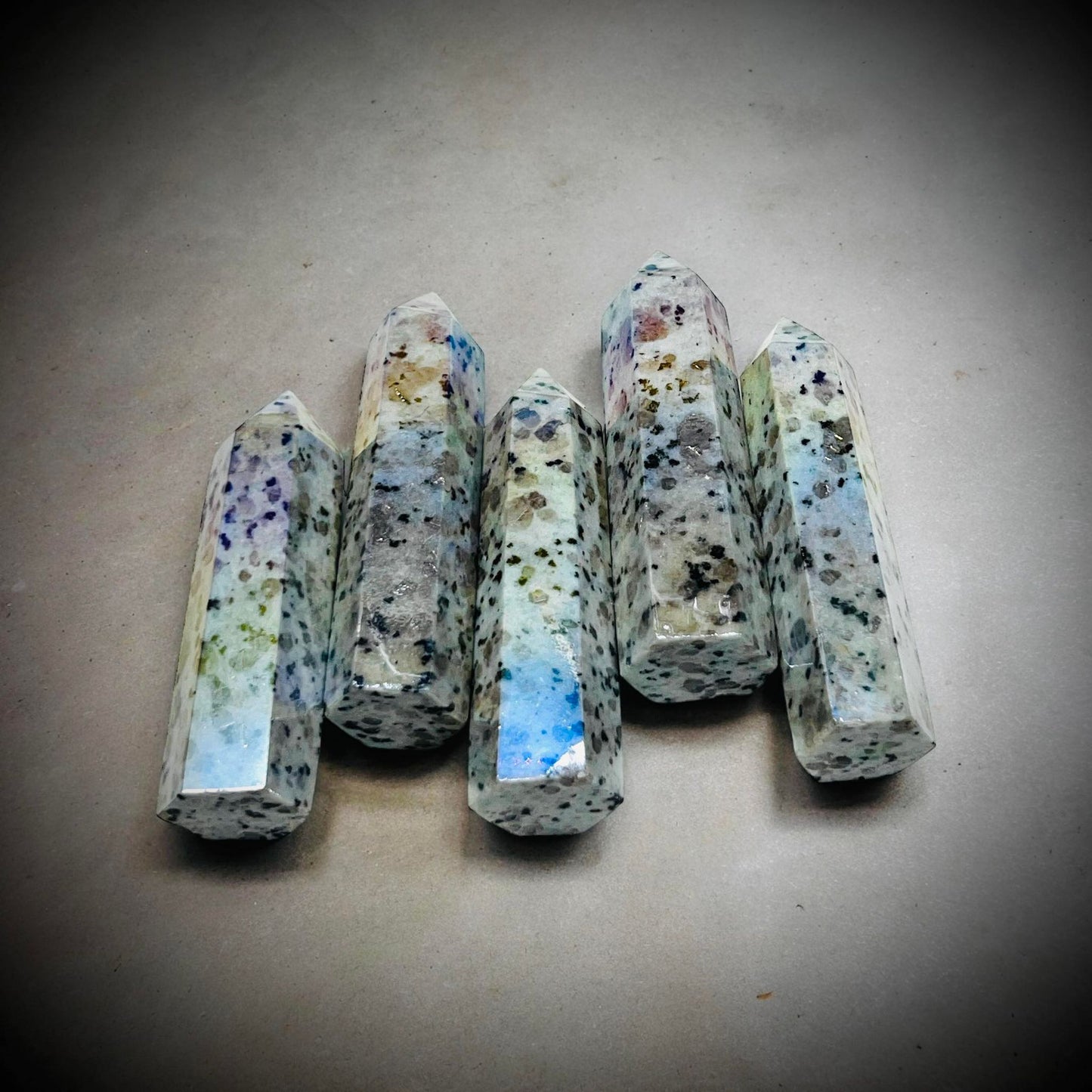 Rainbow Aura Kiwi Jasper Obelisk Tower Crystal Point Oddity, Witchcraft, Rituals, Energy Meditation spiritual, meditation, metaphysical