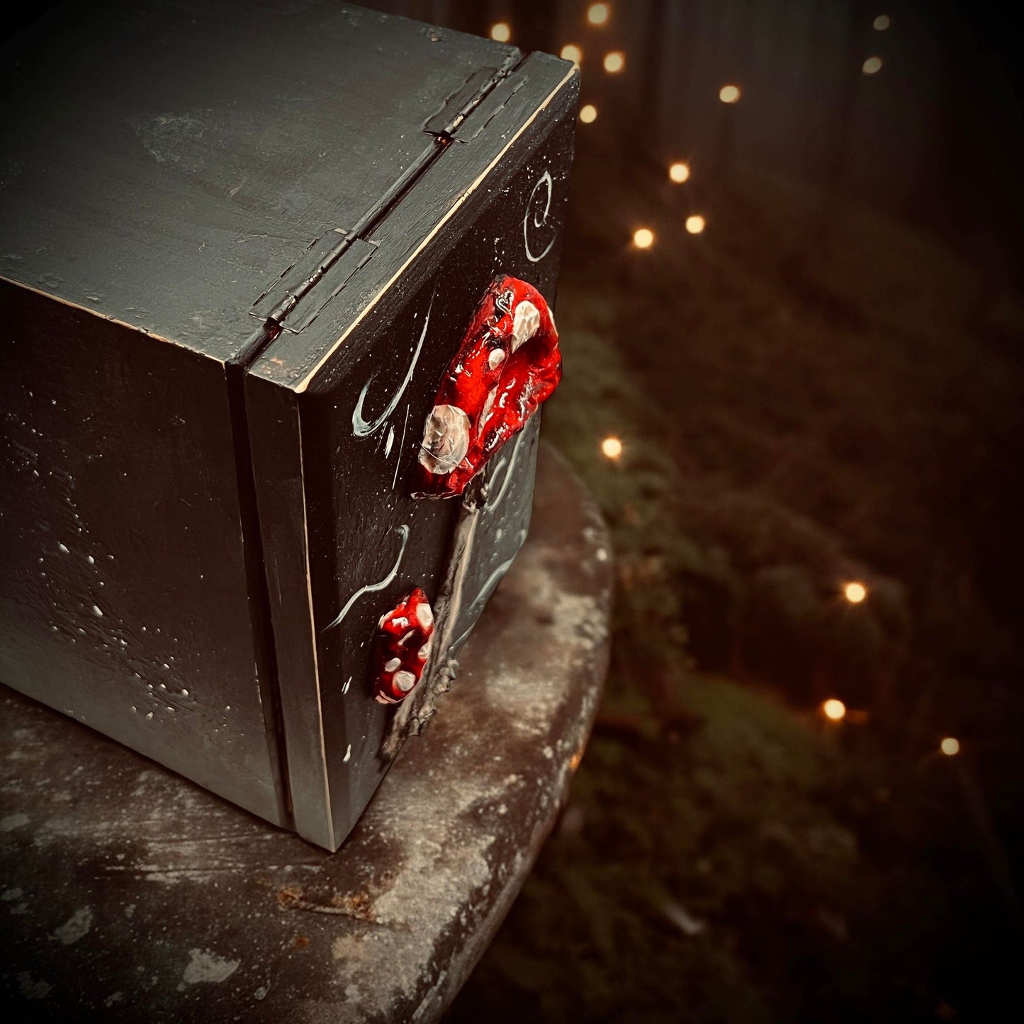 Mushroom Witch Wooden Box Trinket Oddity Box Clay Sculpture Curiosity, Oddity, Unique Gift Idea, Creepy Unusual Hand Crafted One of a Kind