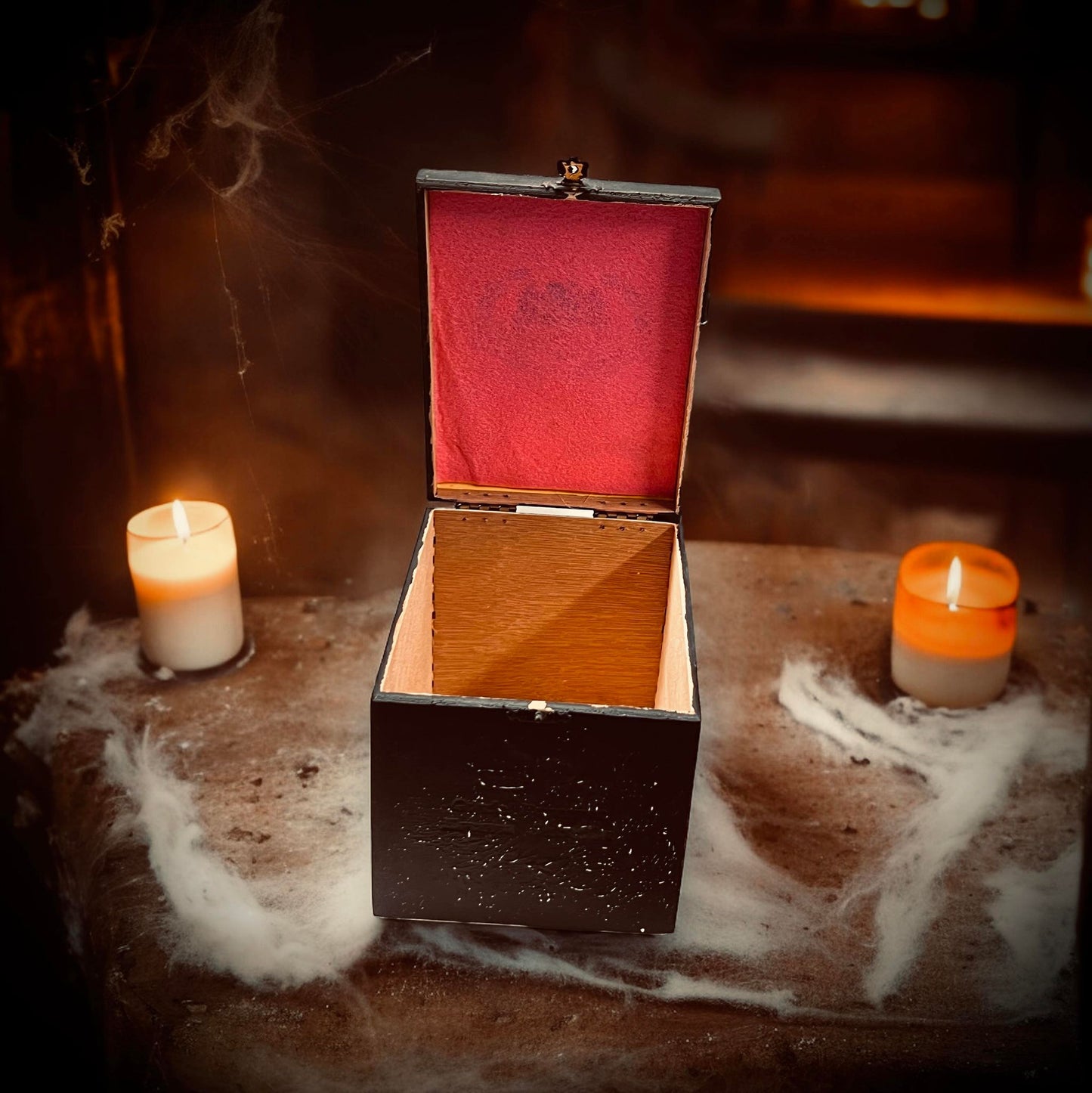 Familiar Witch Wooden Box Trinket Oddity Box Clay Sculpture Curiosity, Oddity, Unique Gift Idea, Creepy Unusual Hand Crafted One of a Kind