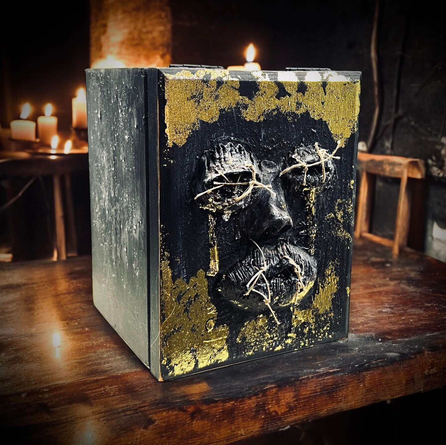 Quite One Witch Wooden Box Trinket Oddity Box Clay Sculpture Curiosity, Oddity, Unique Gift Idea, Creepy Unusual Hand Crafted One of a Kind