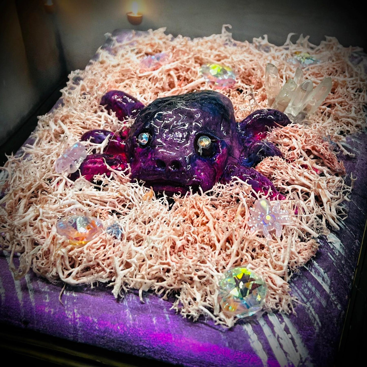 Familiar Witch Wooden Box Trinket Oddity Box Clay Sculpture Curiosity, Oddity, Unique Gift Idea, Creepy Unusual Hand Crafted One of a Kind