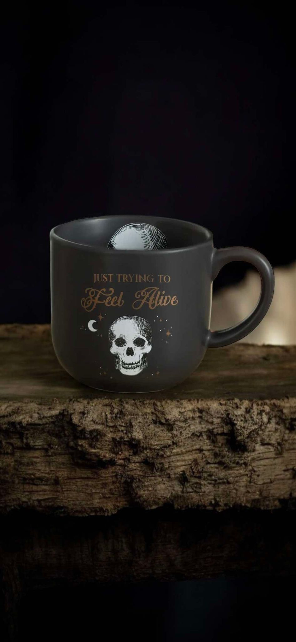 Just Trying To Feel Alive Skull 12oz Coffee Mug Ceramic Oddities Gift Idea Halloween Fall Occult Spooky Mystic Paranormal Witch Fall Decor