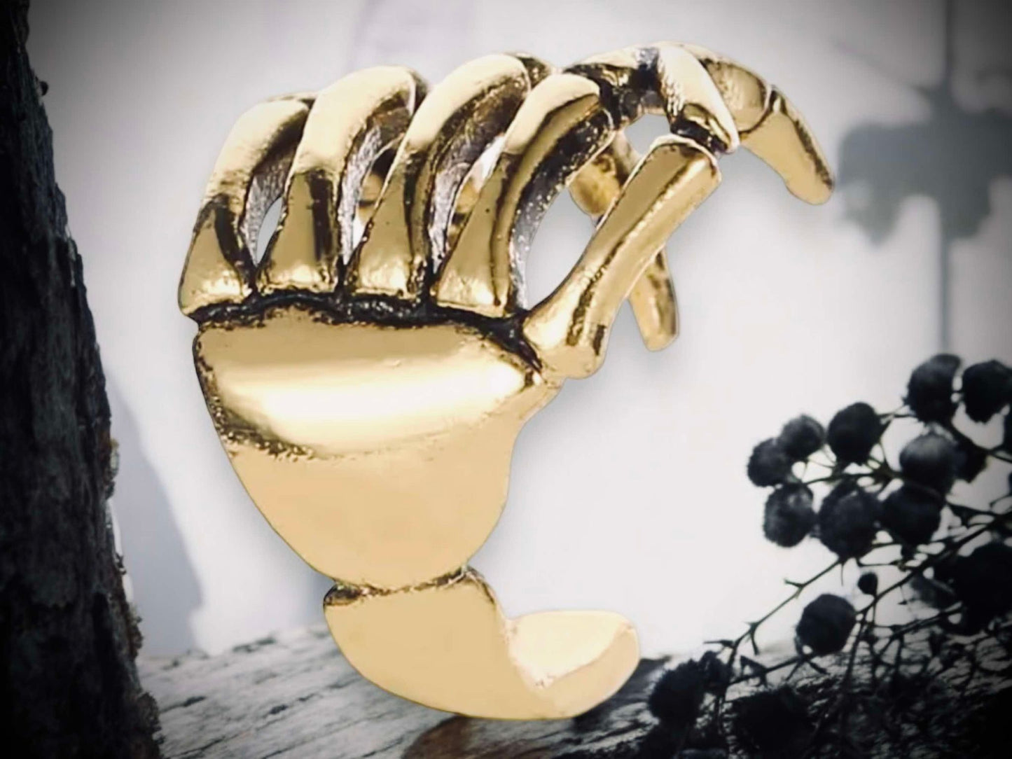 Gold or Silver Skeleton Hand No Piercing Ear Cuff Clip Halloween Gift Ideas Rock Style Oddity Edgy Alternative Emo Costume Witch Punk Rock