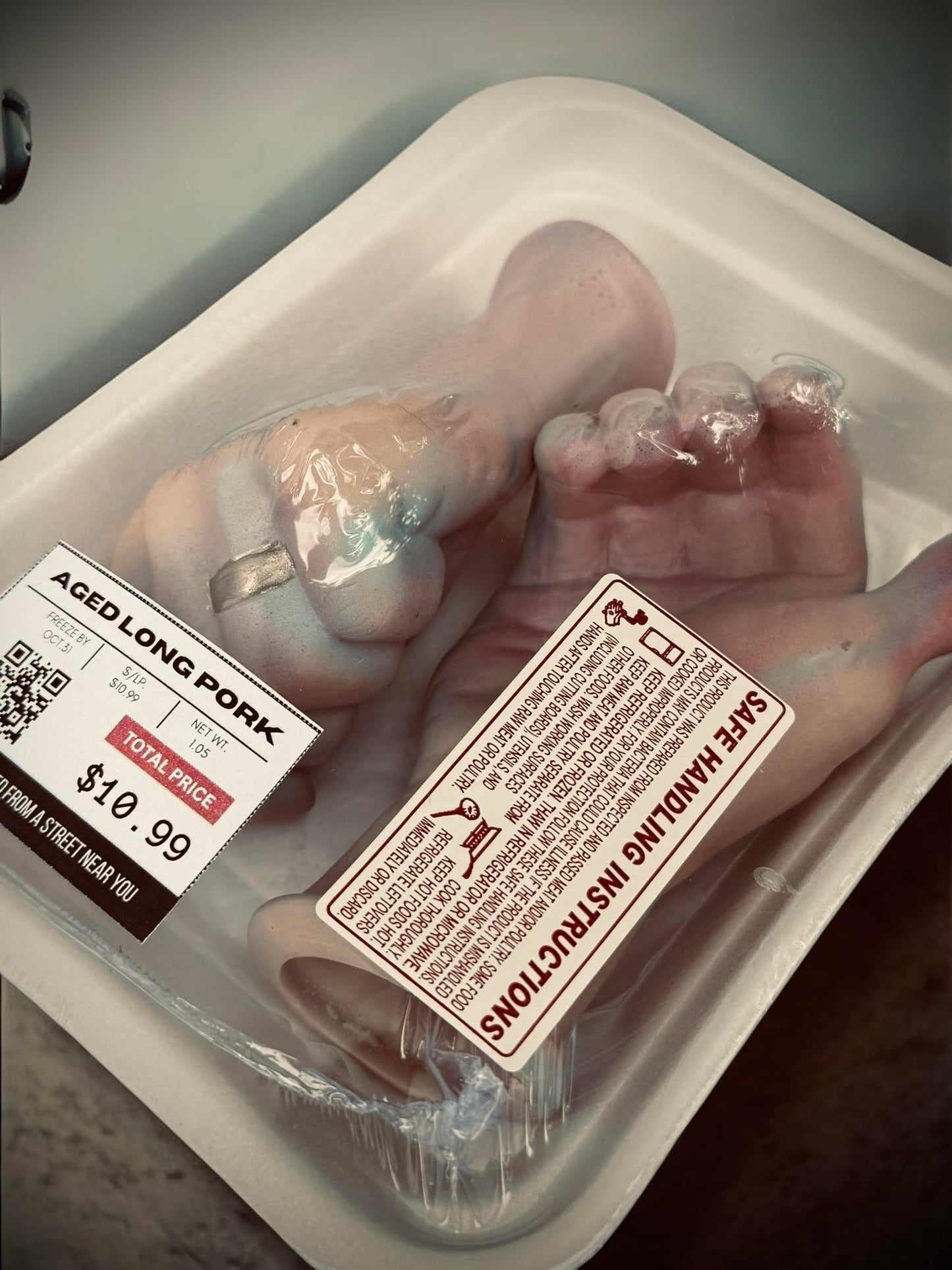 Packaged Meat Aged Long Pork Porcelain Doll Parts Butcher Gothic Voodoo Witchcraft Curiosity, Oddity, Unique Gift Idea Specimen 409 Hands