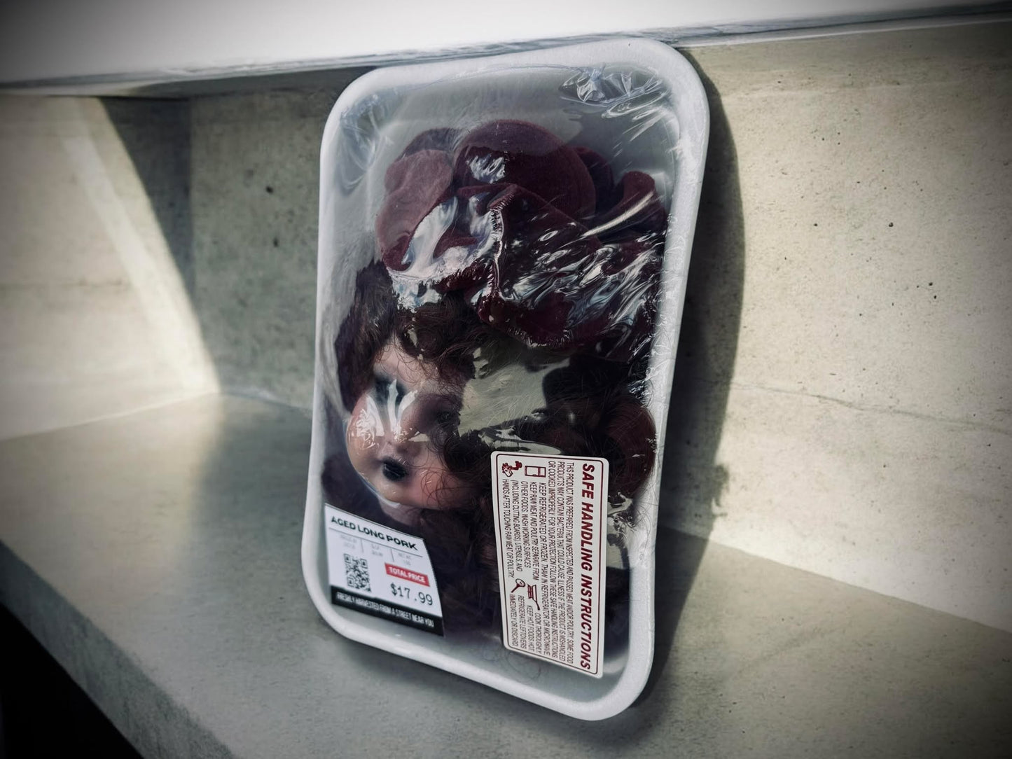 Packaged Meat Aged Long Pork Porcelain Doll Parts Butcher Gothic Voodoo Witchcraft Curiosity, Oddity, Unique Gift Idea Specimen 359 Head