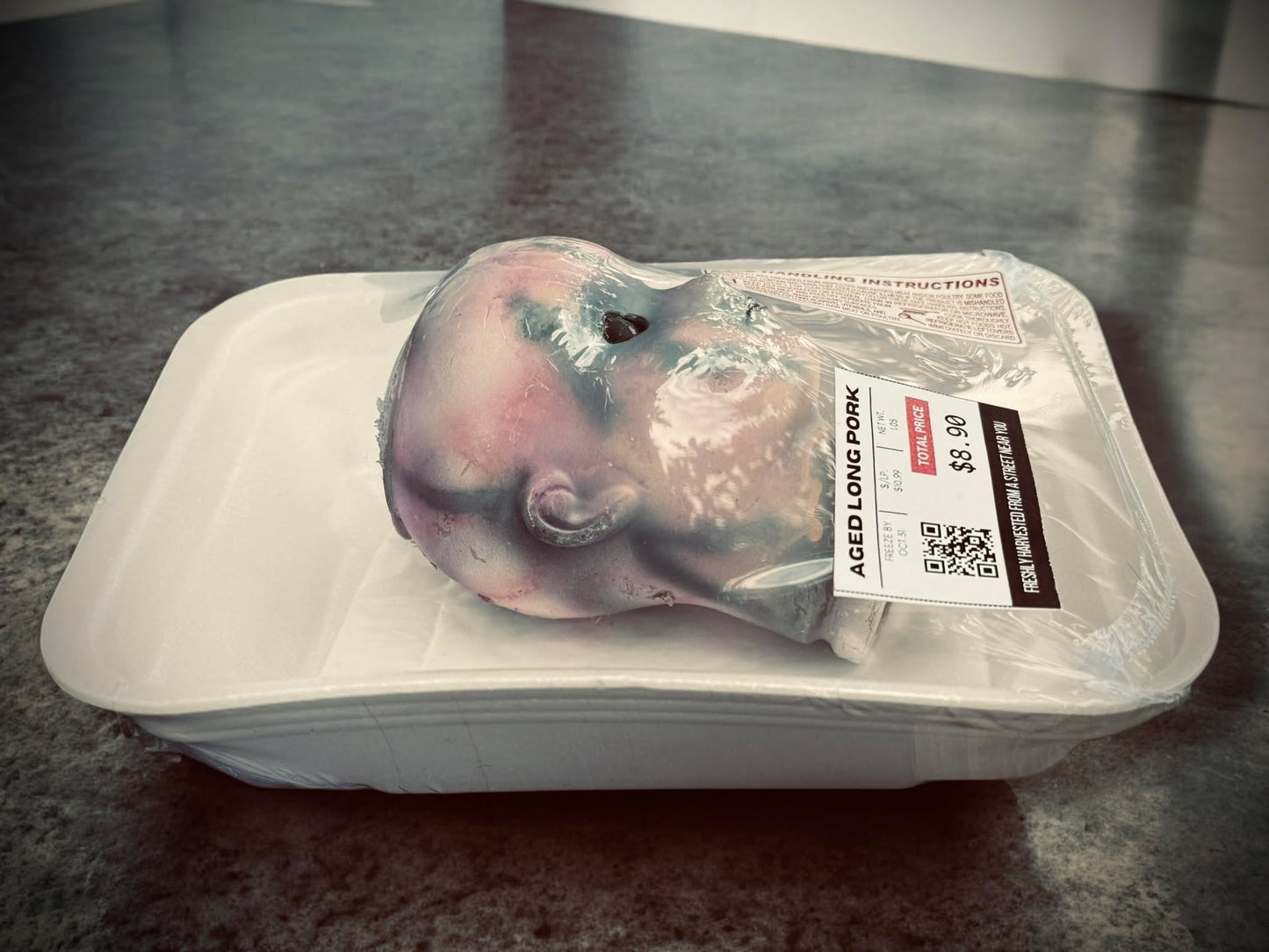 Packaged Meat Aged Long Pork Porcelain Doll Parts Butcher Gothic Voodoo Witchcraft Curiosity, Oddity, Unique Gift Idea Specimen 405 Head