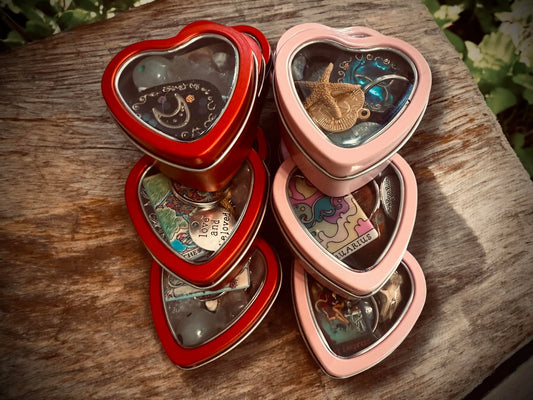 Valetine's Day Mini Tin Heart Oddity Witch Trinket Box Oddity Box Mystery Curiosity, Unique Gift Idea Zodiac metaphysical religious trinkets