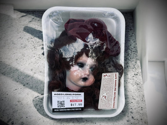 Packaged Meat Aged Long Pork Porcelain Doll Parts Butcher Gothic Voodoo Witchcraft Curiosity, Oddity, Unique Gift Idea Specimen 359 Head