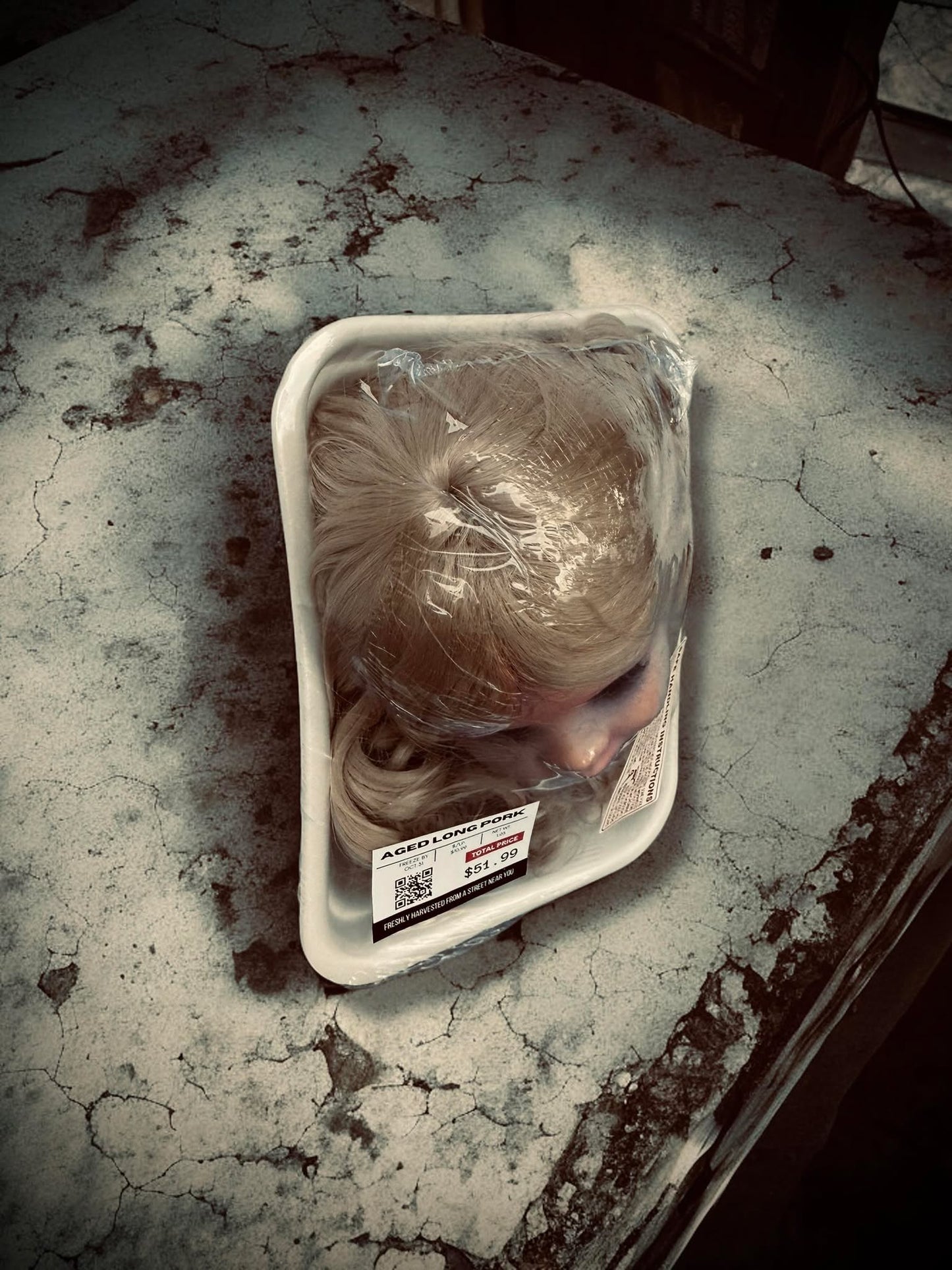 Packaged Meat Aged Long Pork Porcelain Doll Parts Butcher Gothic Voodoo Witchcraft Curiosity, Oddity, Unique Gift Idea Specimen 612 Head