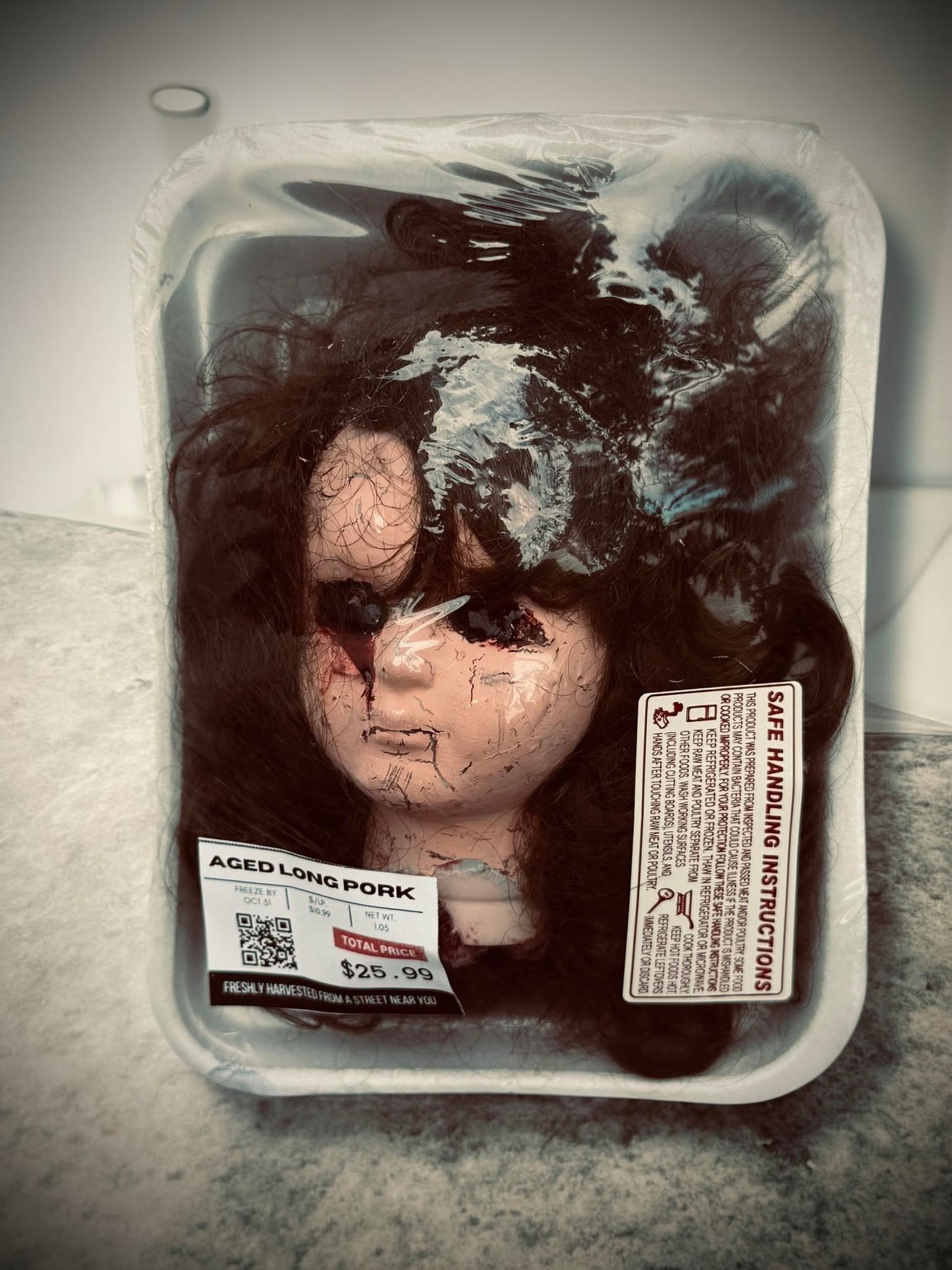 Packaged Meat Aged Long Pork Porcelain Doll Parts Butcher Gothic Voodoo Witchcraft Curiosity, Oddity, Unique Gift Idea Specimen 412 Head