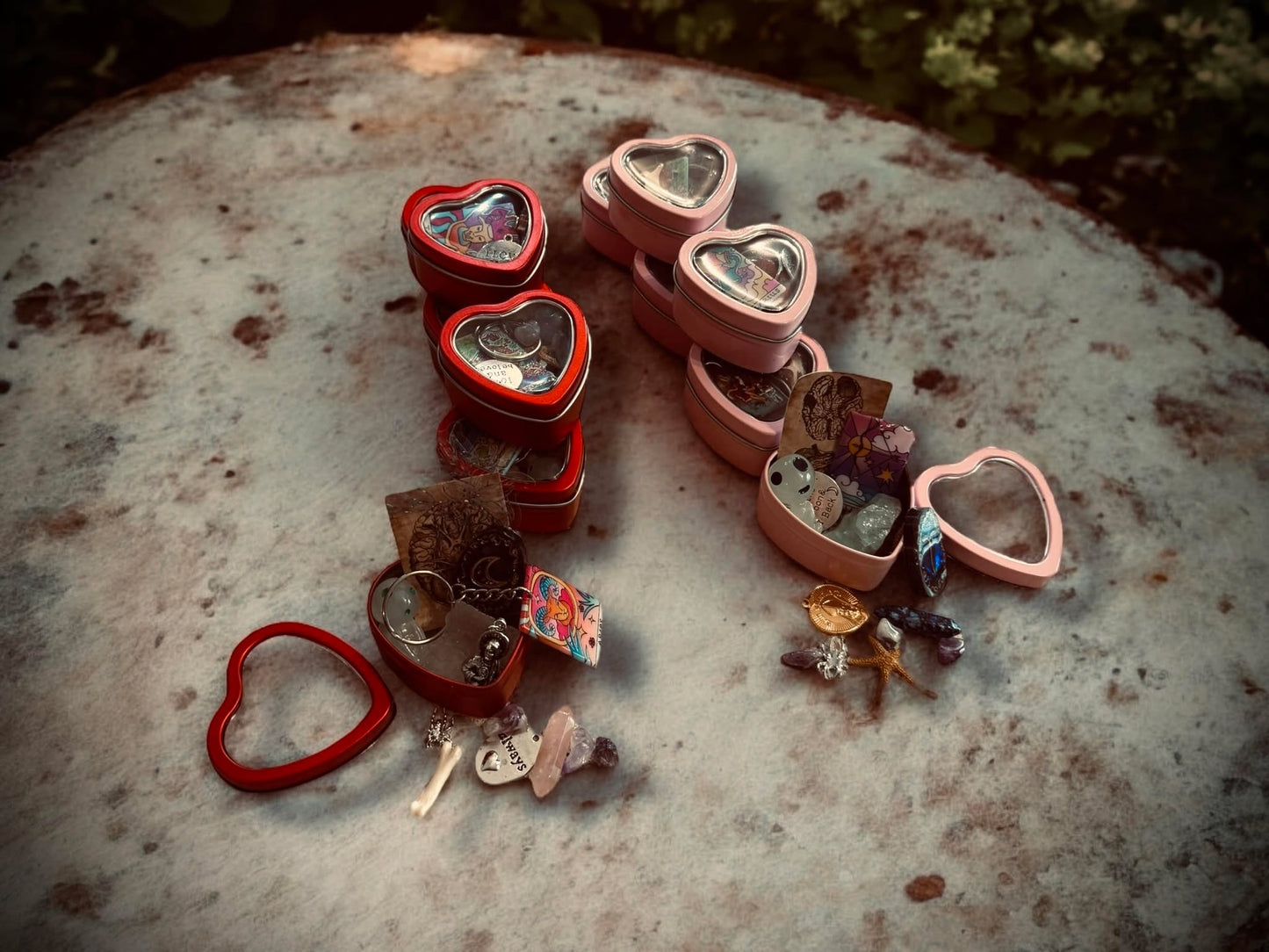 Valetine's Day Mini Tin Heart Oddity Witch Trinket Box Oddity Box Mystery Curiosity, Unique Gift Idea Zodiac metaphysical religious trinkets