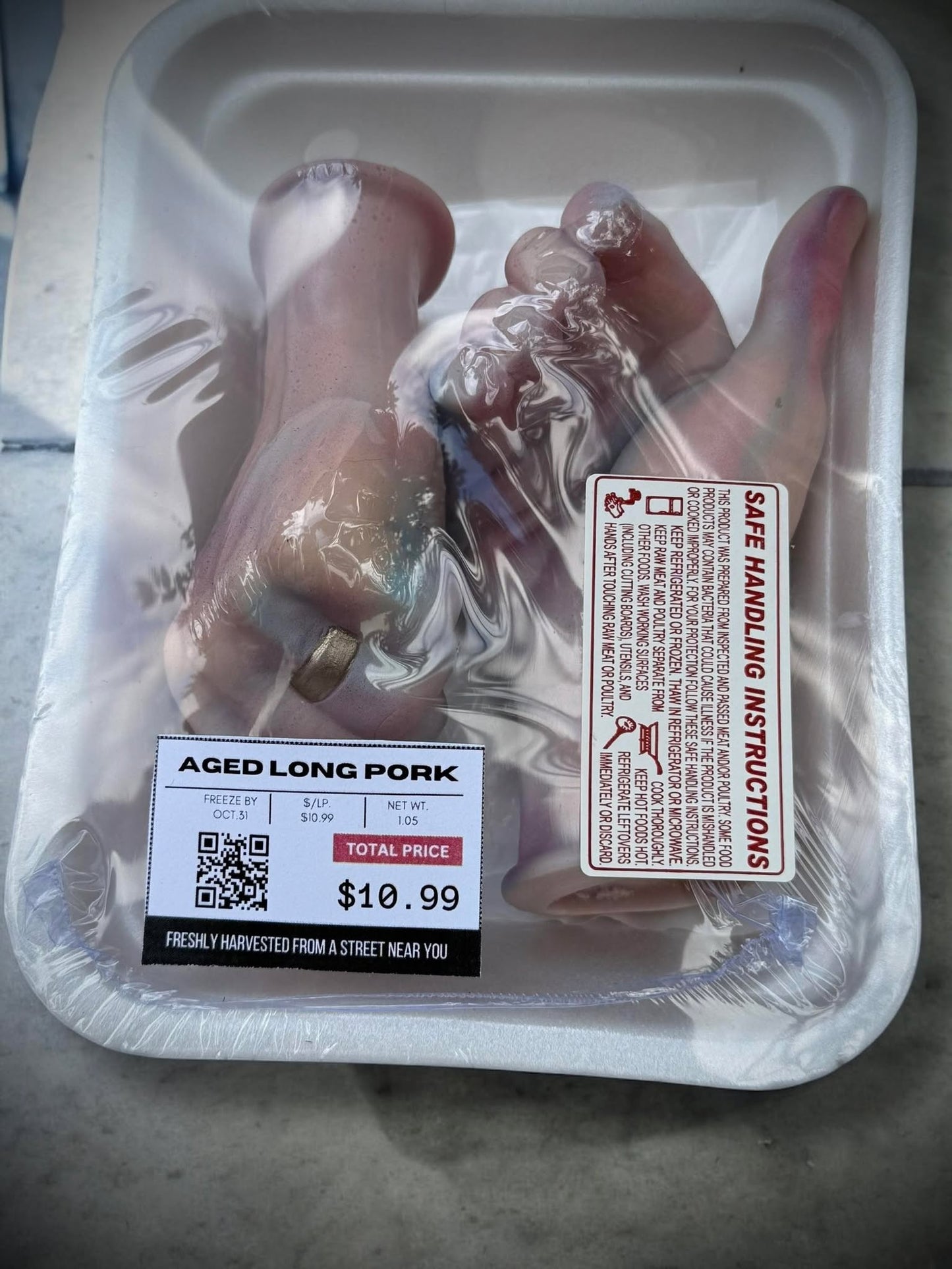 Packaged Meat Aged Long Pork Porcelain Doll Parts Butcher Gothic Voodoo Witchcraft Curiosity, Oddity, Unique Gift Idea Specimen 409 Hands
