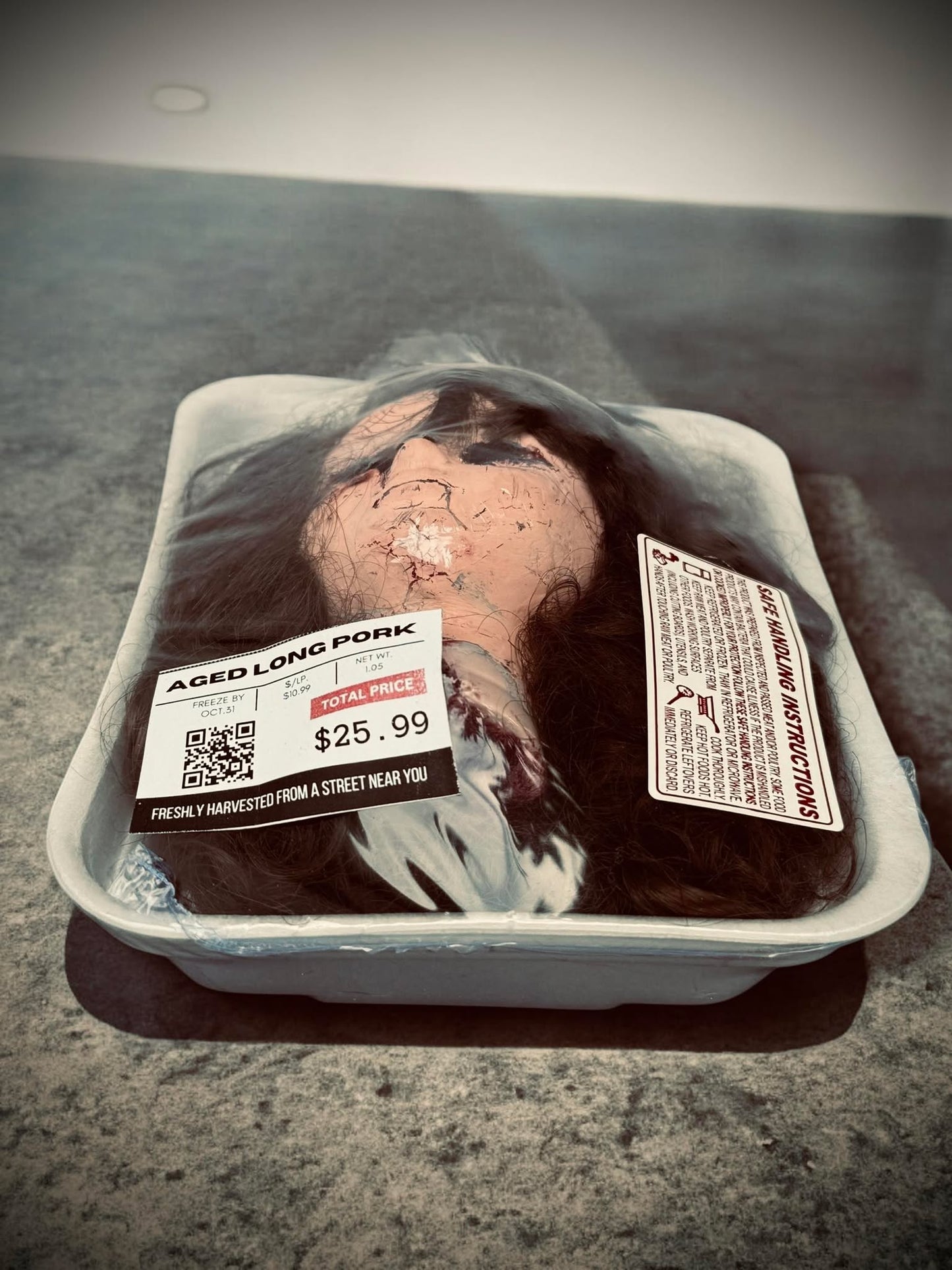 Packaged Meat Aged Long Pork Porcelain Doll Parts Butcher Gothic Voodoo Witchcraft Curiosity, Oddity, Unique Gift Idea Specimen 412 Head