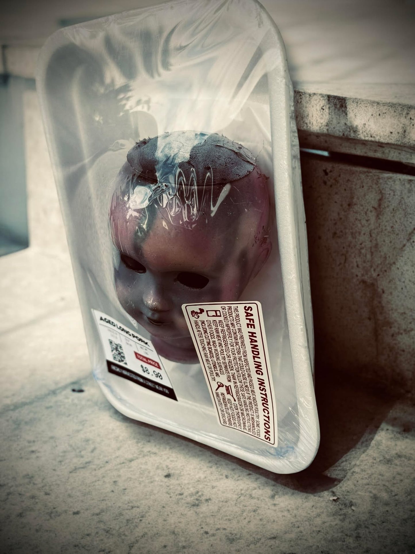 Packaged Meat Aged Long Pork Porcelain Doll Parts Butcher Gothic Voodoo Witchcraft Curiosity, Oddity, Unique Gift Idea Specimen 405 Head