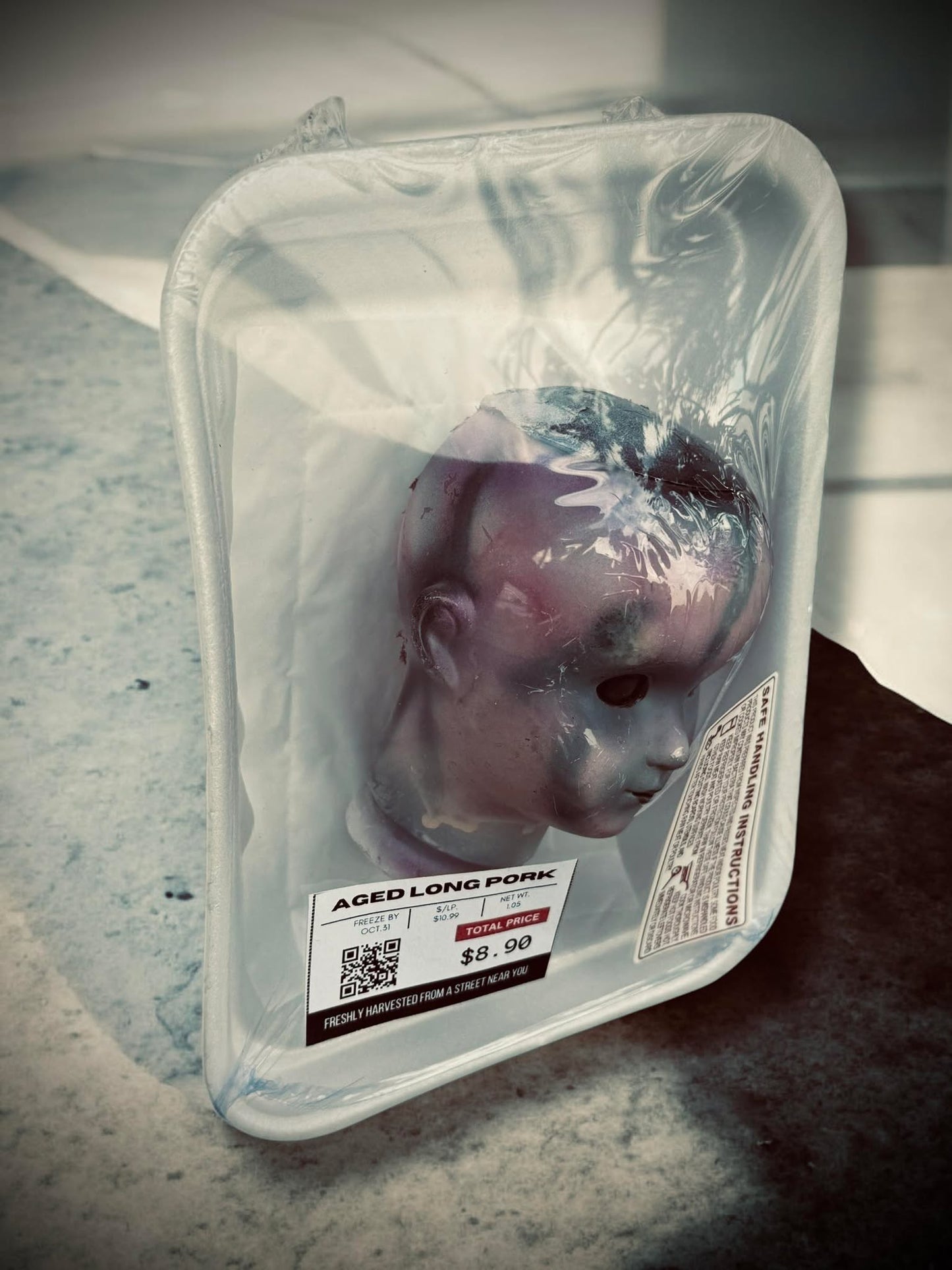 Packaged Meat Aged Long Pork Porcelain Doll Parts Butcher Gothic Voodoo Witchcraft Curiosity, Oddity, Unique Gift Idea Specimen 405 Head