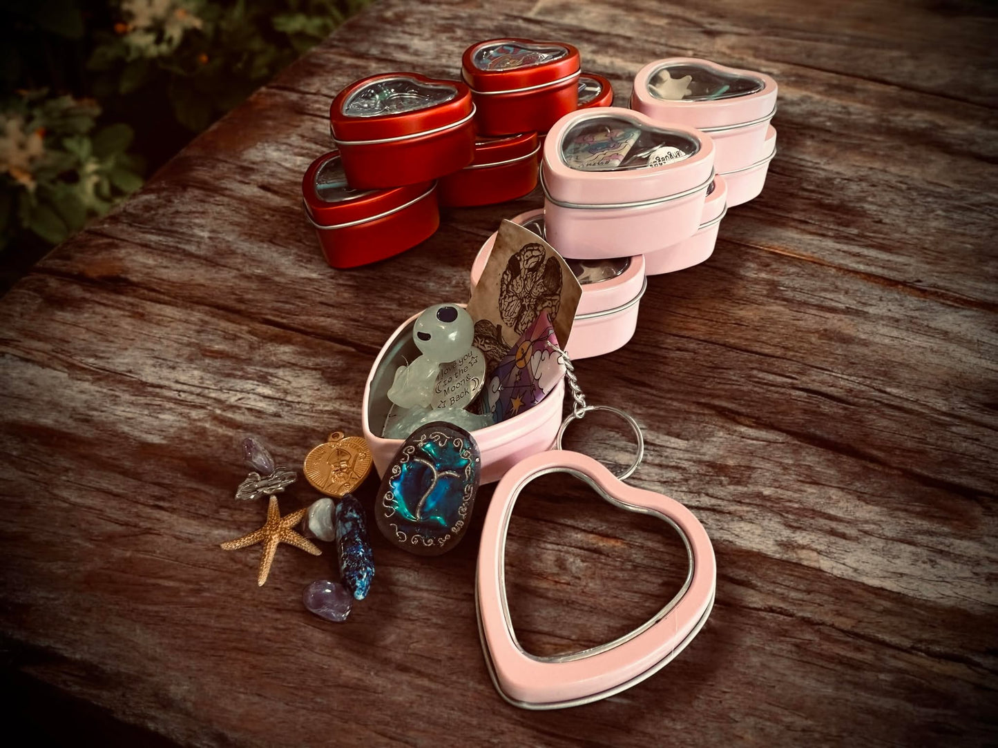 Valetine's Day Mini Tin Heart Oddity Witch Trinket Box Oddity Box Mystery Curiosity, Unique Gift Idea Zodiac metaphysical religious trinkets