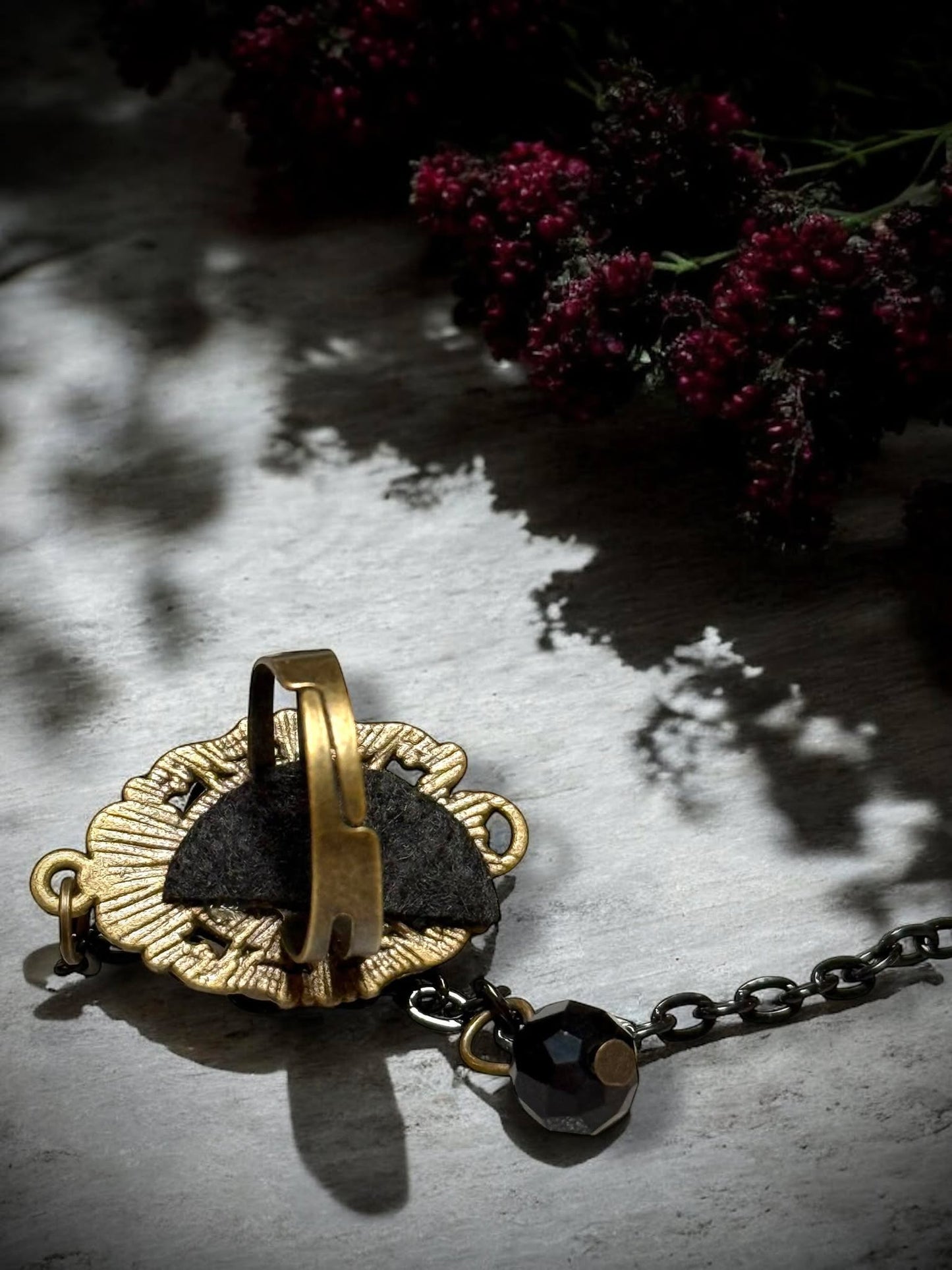 Black Rose Lace Faux Gem Punk Ring Adjustable Bracelet Gift Idea Oddity Jewelry Gothic Halloween Costume Woman Fantasy Vampire Dress Up Punk