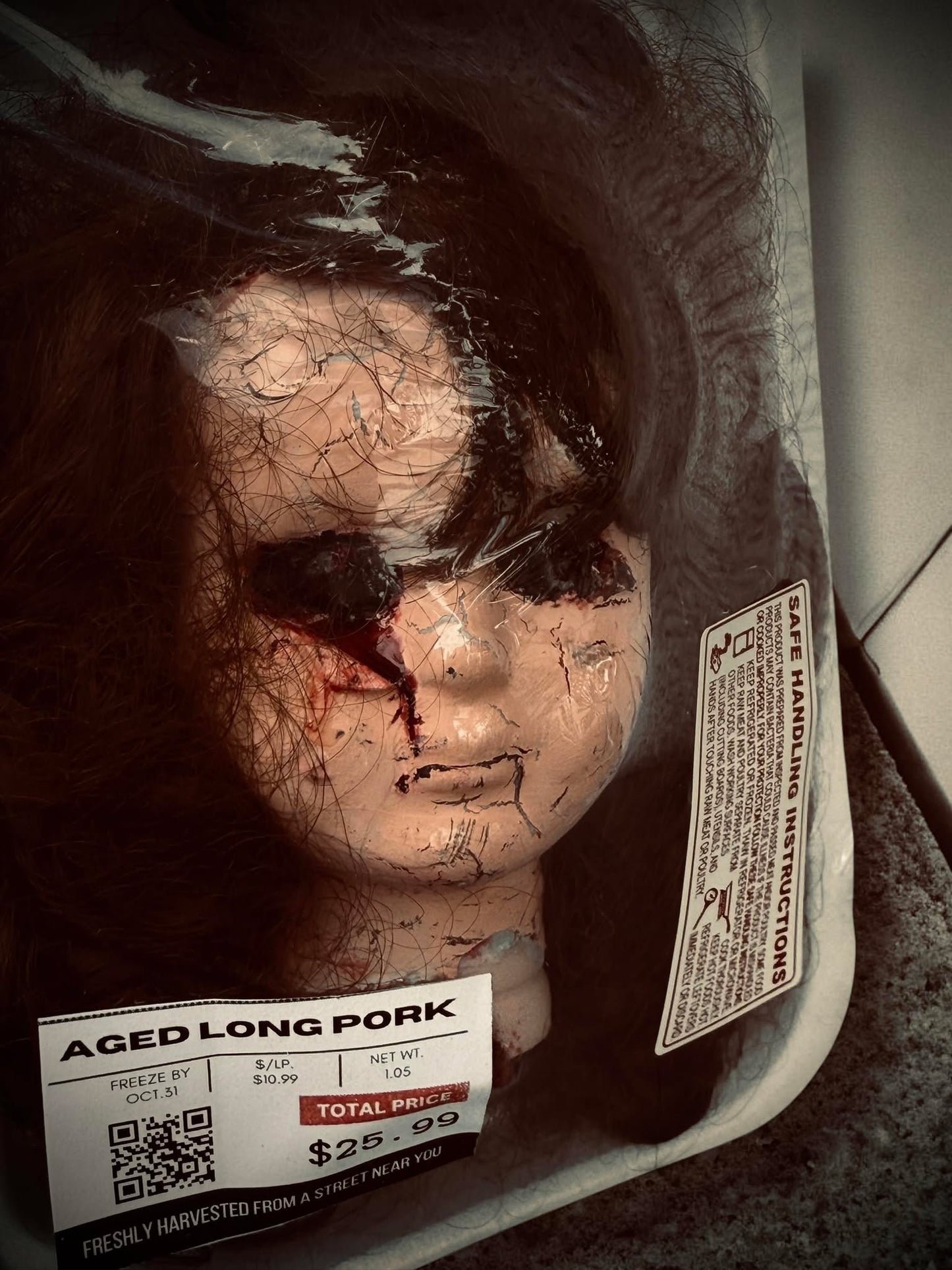 Packaged Meat Aged Long Pork Porcelain Doll Parts Butcher Gothic Voodoo Witchcraft Curiosity, Oddity, Unique Gift Idea Specimen 412 Head