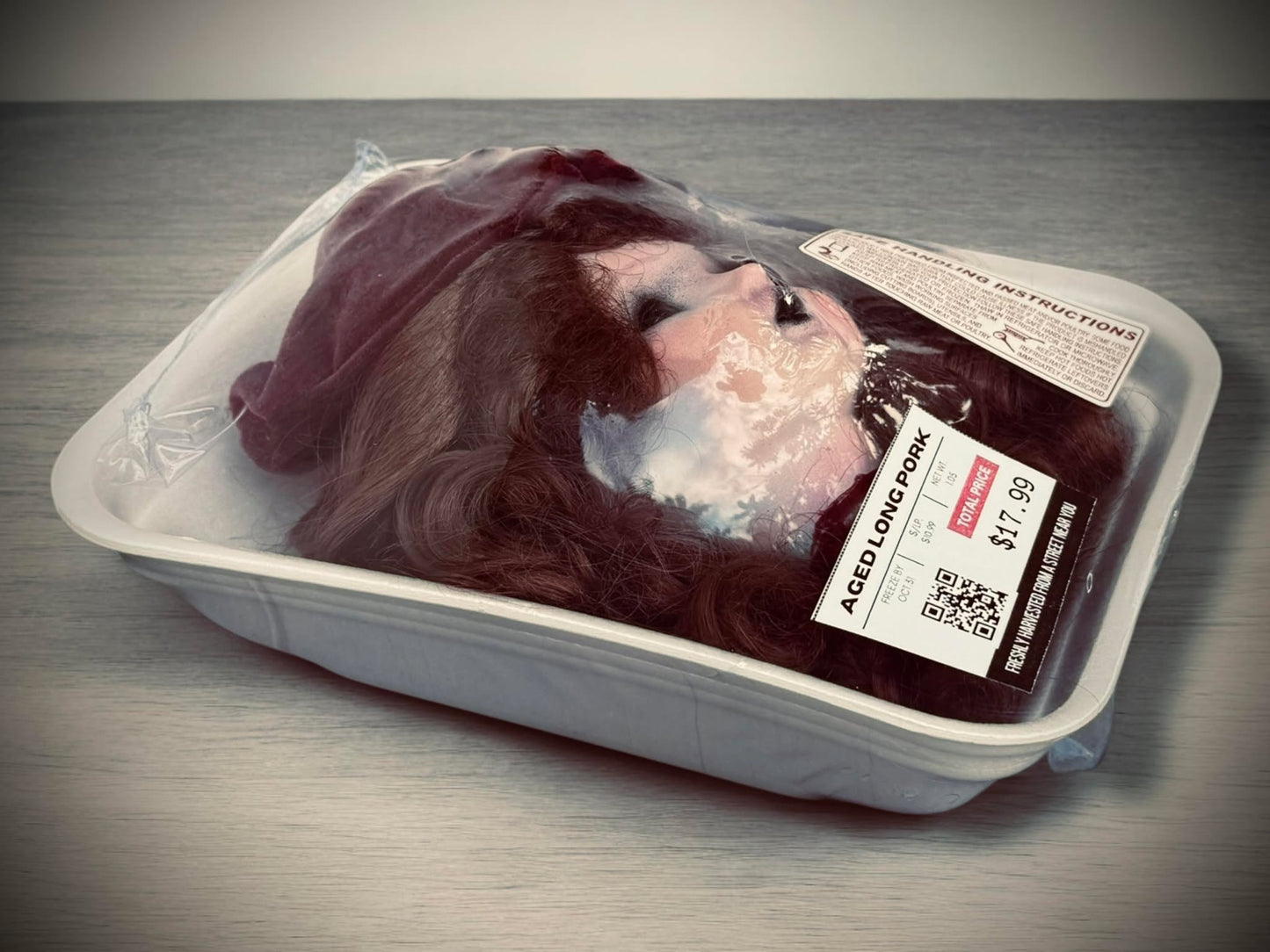 Packaged Meat Aged Long Pork Porcelain Doll Parts Butcher Gothic Voodoo Witchcraft Curiosity, Oddity, Unique Gift Idea Specimen 359 Head