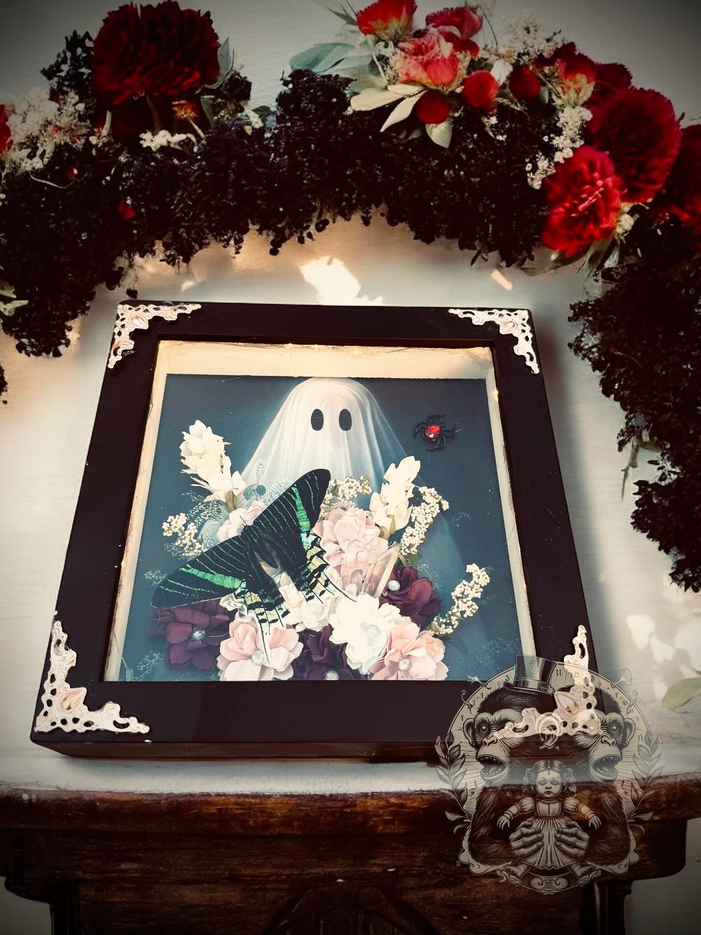 Urania Butterfly Ghostly Ghost Lighted Shadow Box Display Taxidermy Home Decor Preserved Whimsical Oddity Oddities Curiosities Gift Idea